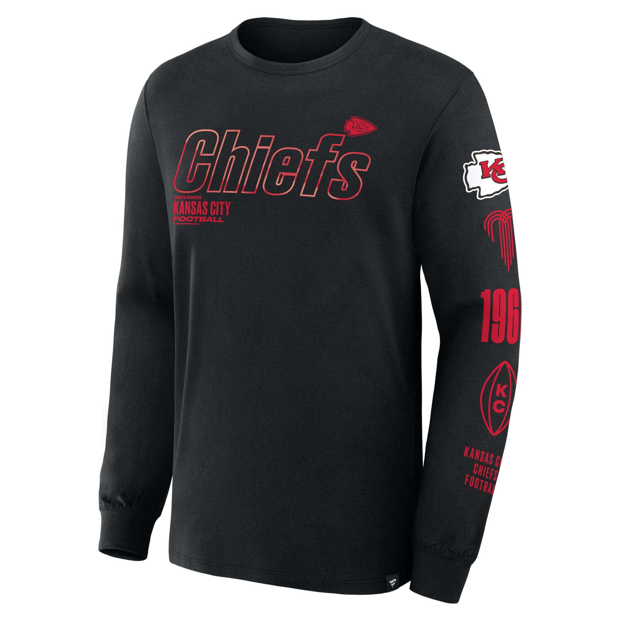 T-shirt à manches longues Fanatics Black Kansas City Chiefs Checkdown Pass pour homme