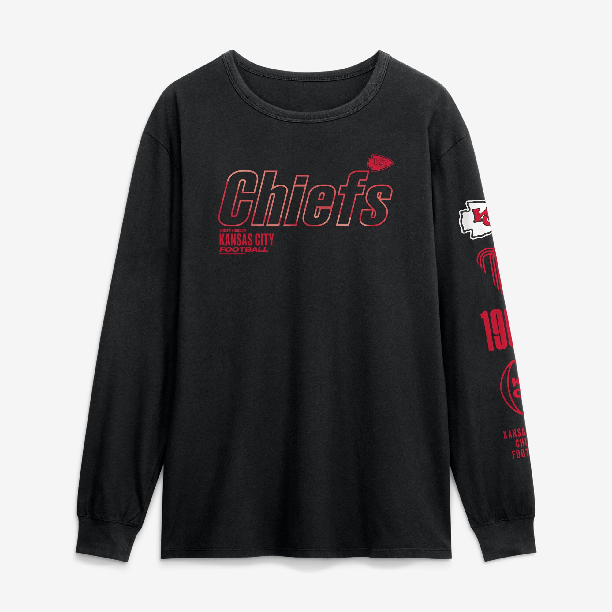 T-shirt à manches longues Fanatics Black Kansas City Chiefs Checkdown Pass pour homme