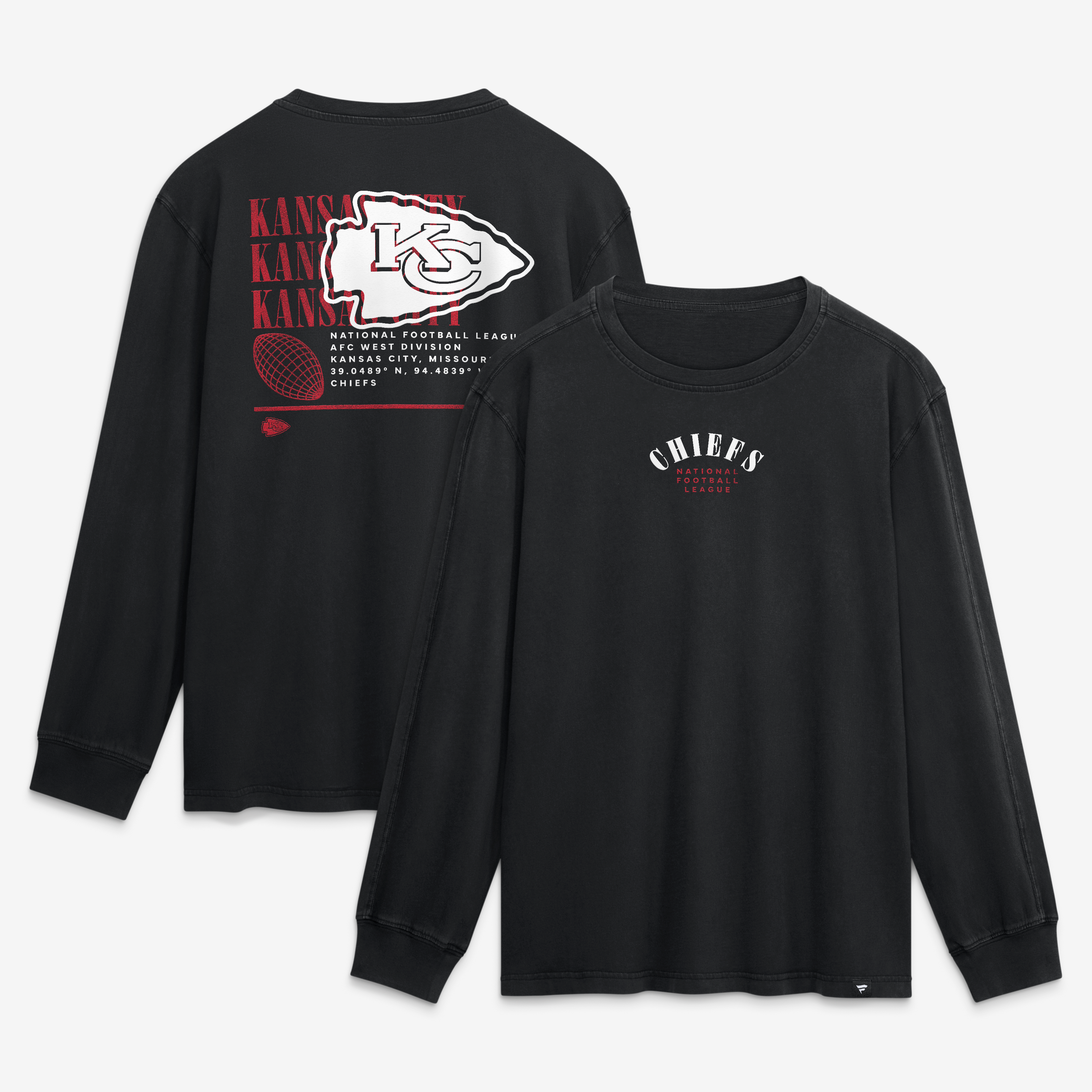 T-shirt à manches longues Fanatics Black Kansas City Chiefs pour homme, modèle décontracté Fullback Drive