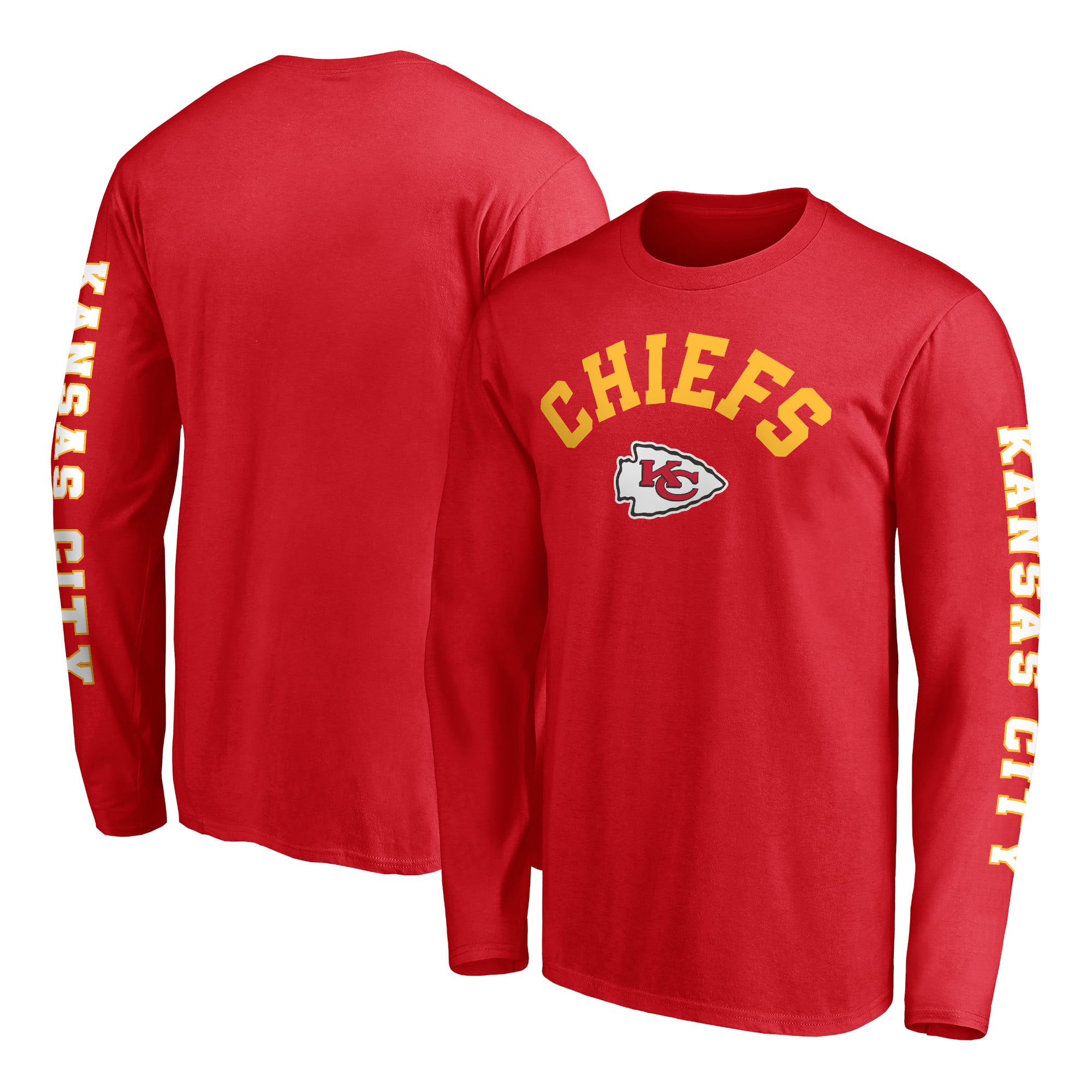 T-shirt à manches longues pour homme Fanatics rouge Kansas City Chiefs, grandes tailles