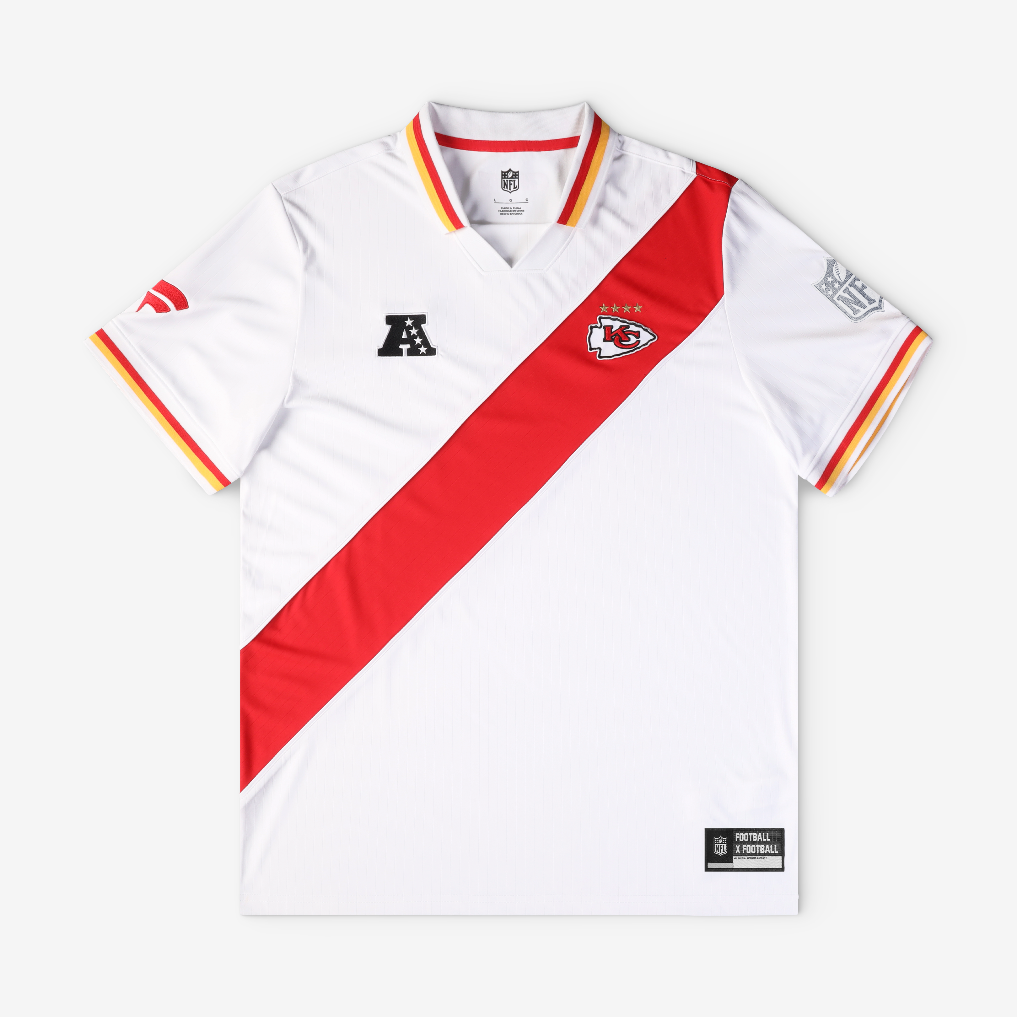 Men's Fanatics White Kansas City Chiefs Football x Collared Fan Top