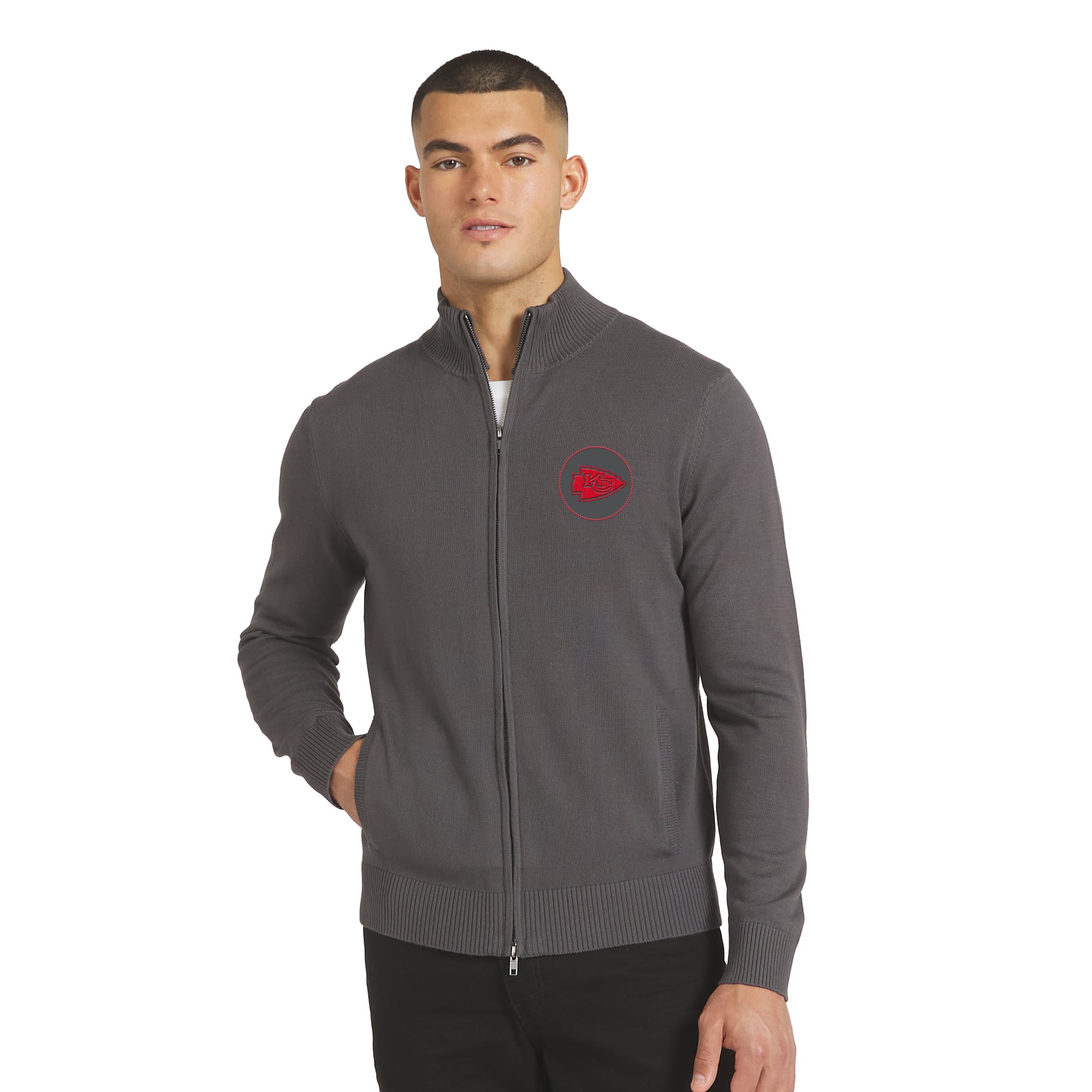 Men's J. Palmer Charcoal Kansas City Chiefs All-Season Full-Zip Sweater