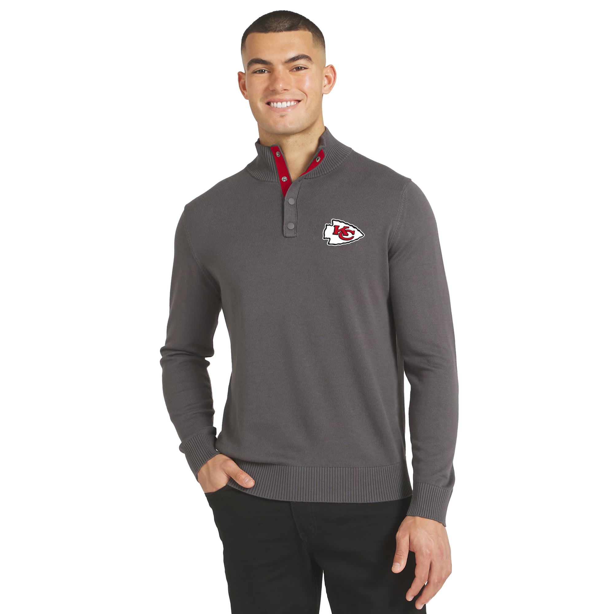Men's J. Palmer Charcoal Kansas City Chiefs Sideline Quarter-Snap Sweater