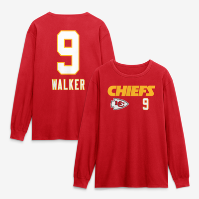 Kenneth Walker III Kansas City Chiefs Touchdown Wordmark Name & Number Long Sleeve T-Shirt - Red