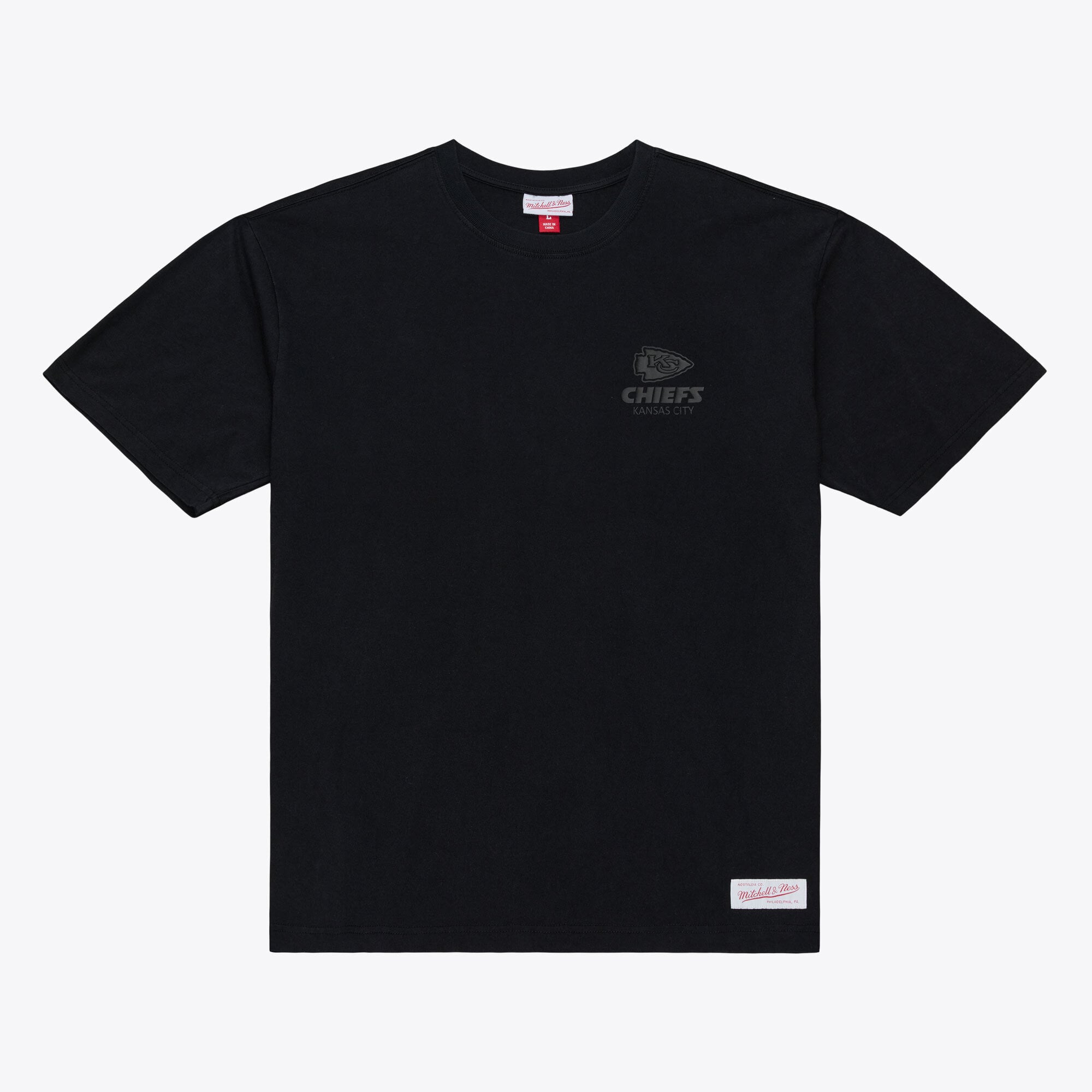 T-shirt Mitchell & Ness noir pour homme, Kansas City Chiefs Core Essentials, logo micro