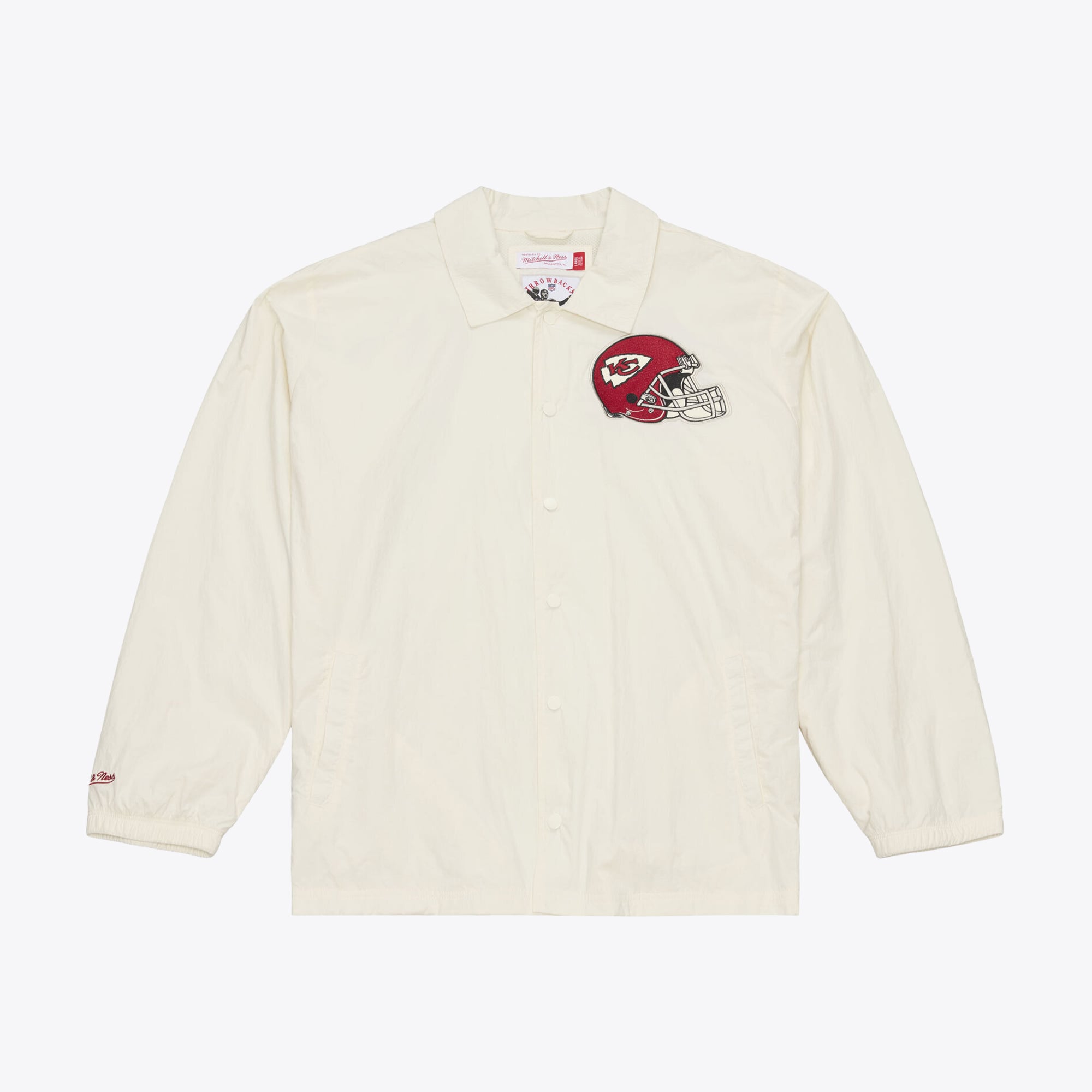 Veste d'entraîneur Mitchell & Ness crème Kansas City Chiefs Retro Roots pour homme