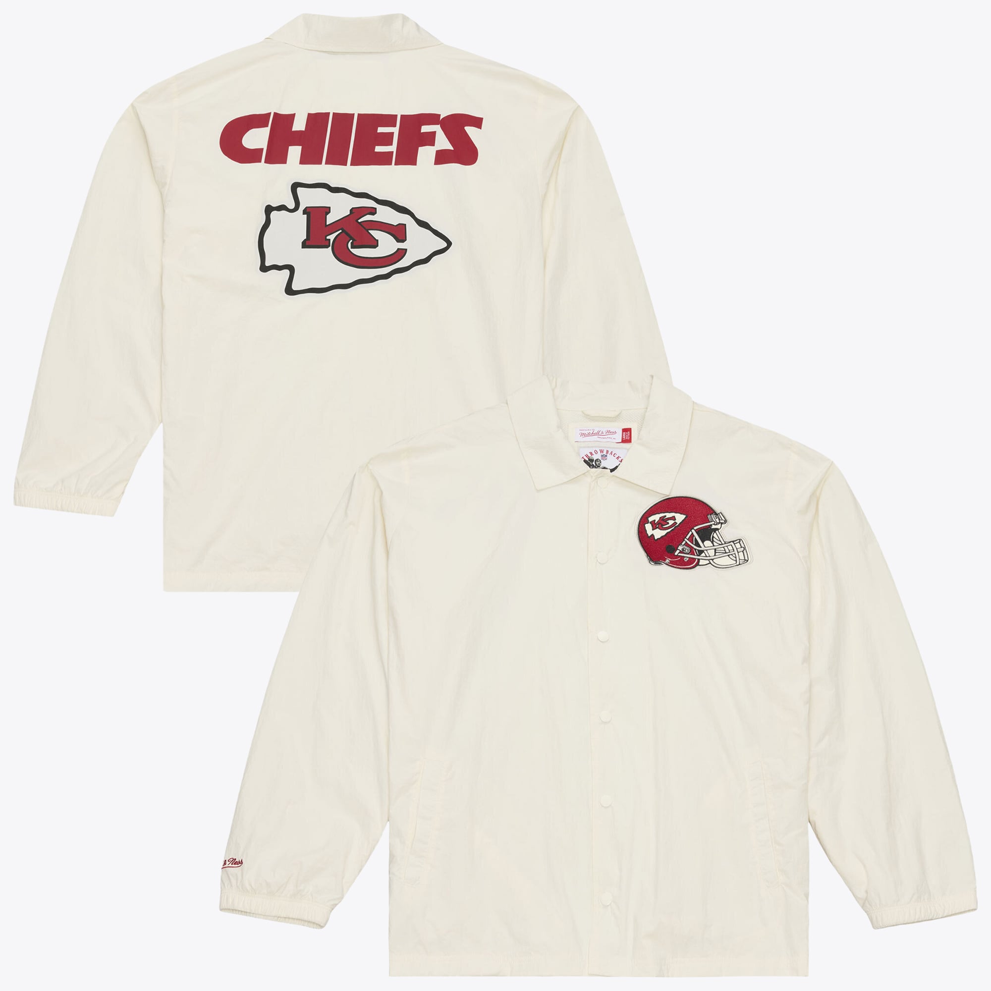 Veste d'entraîneur Mitchell & Ness crème Kansas City Chiefs Retro Roots pour homme