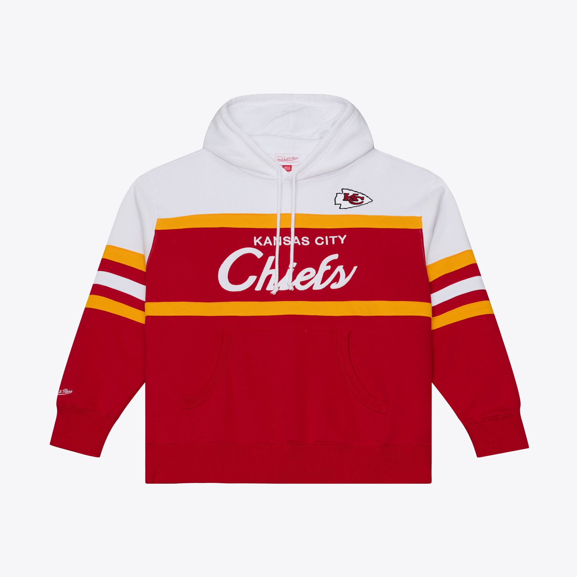 Sweat à capuche Mitchell & Ness rouge pour homme, modèle Kansas City Chiefs Head Coach.