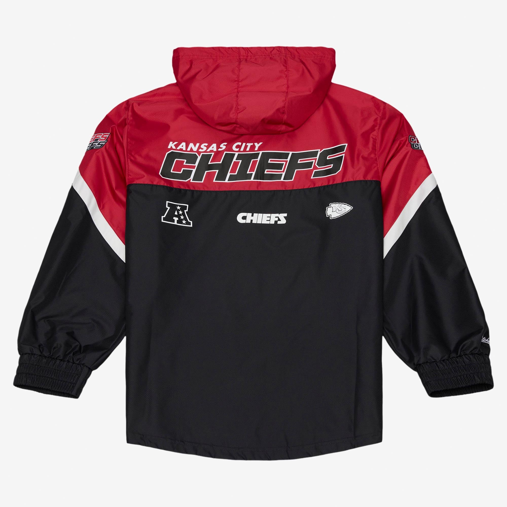 Coupe-vent Mitchell & Ness rouge et noir à carreaux triples des Kansas City Chiefs pour homme, fermeture éclair au quart