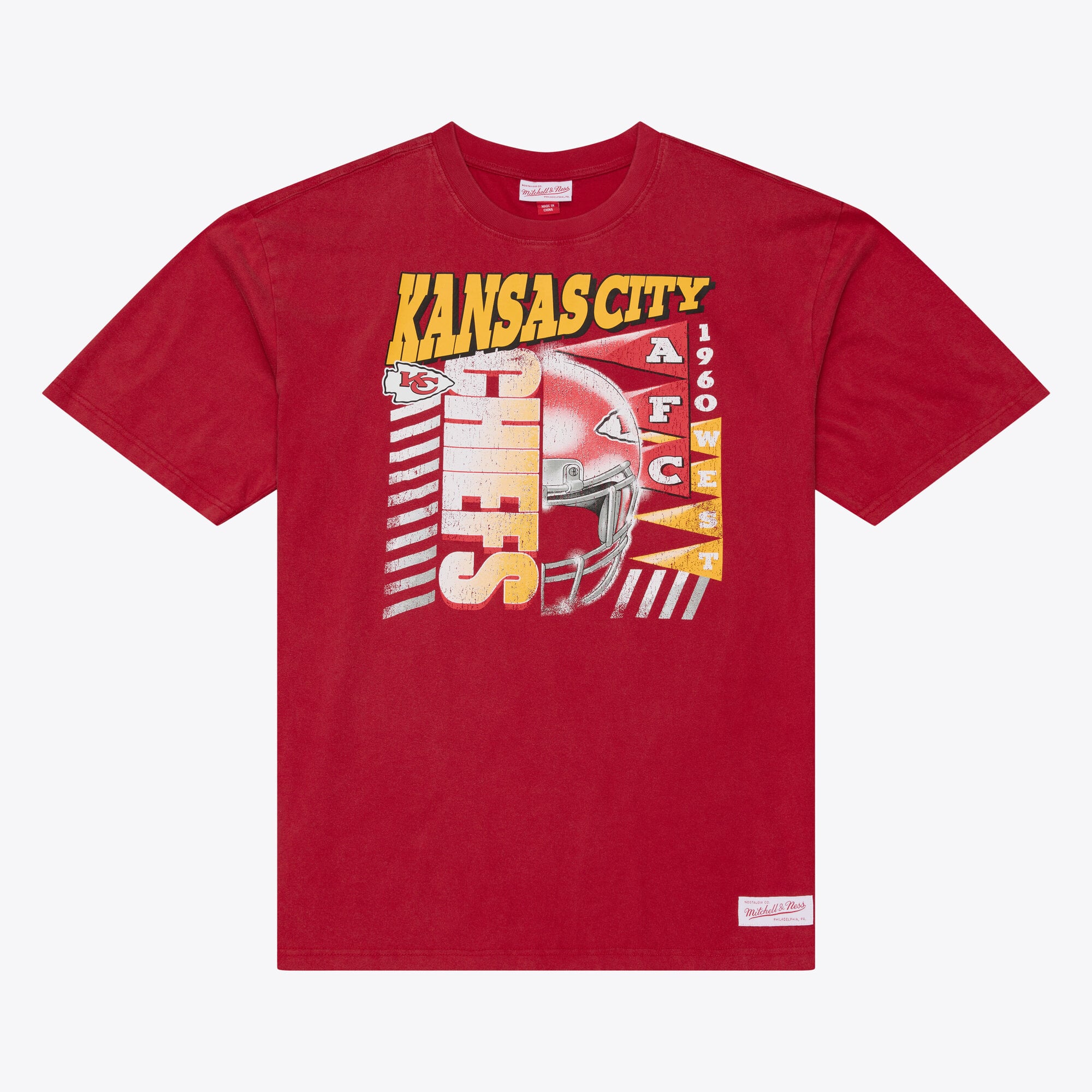 T-shirt à manches courtes Mitchell & Ness Scarlet Kansas City Chiefs Core Essentials Street Graphic pour homme