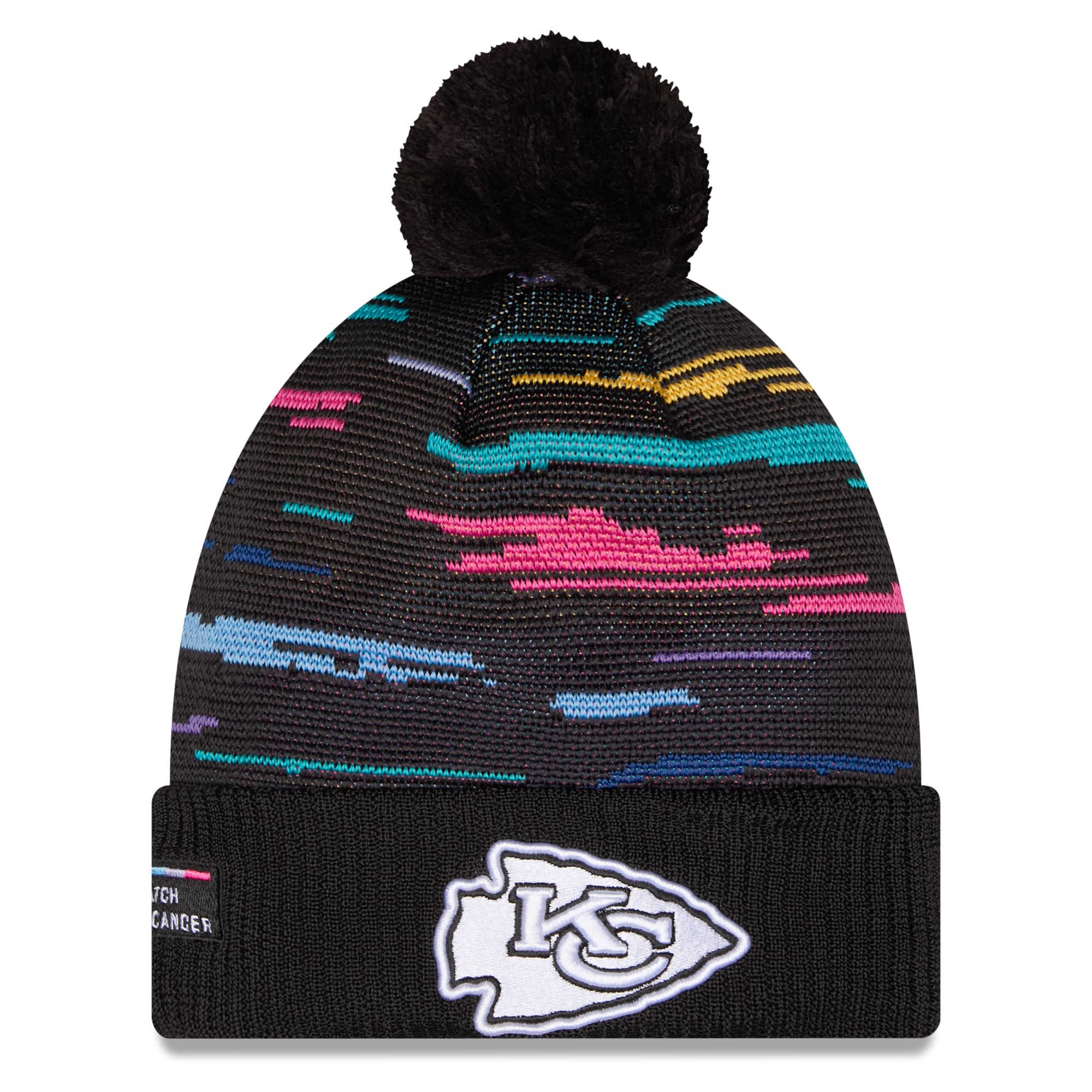 Men's New Era Black Kansas City Chiefs 2026 NFL Crucial Catch Cuffed Knit Hat with Pom