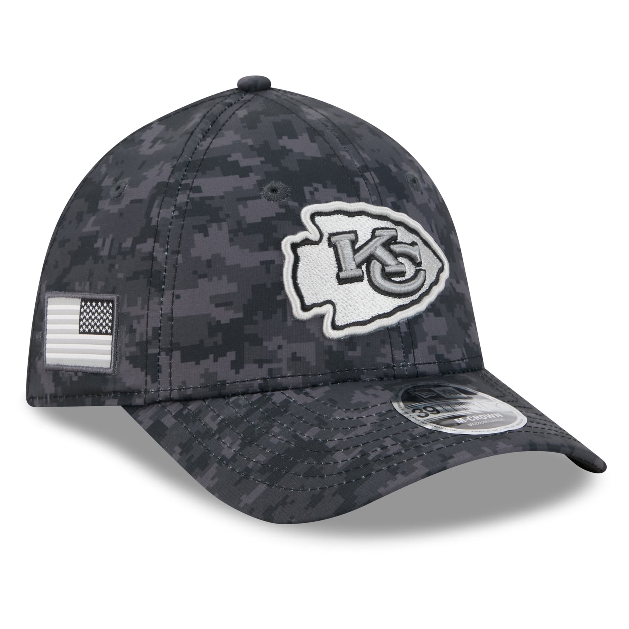 Casquette extensible New Era noire Kansas City Chiefs 2026 Salute To Service 39THIRTY M-Crown pour homme