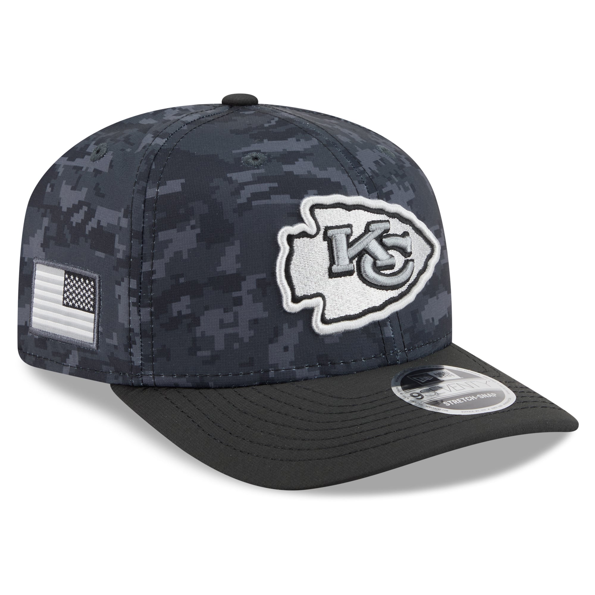 Casquette ajustable New Era noire Kansas City Chiefs 2026 Salute To Service 9SEVENTY pour homme