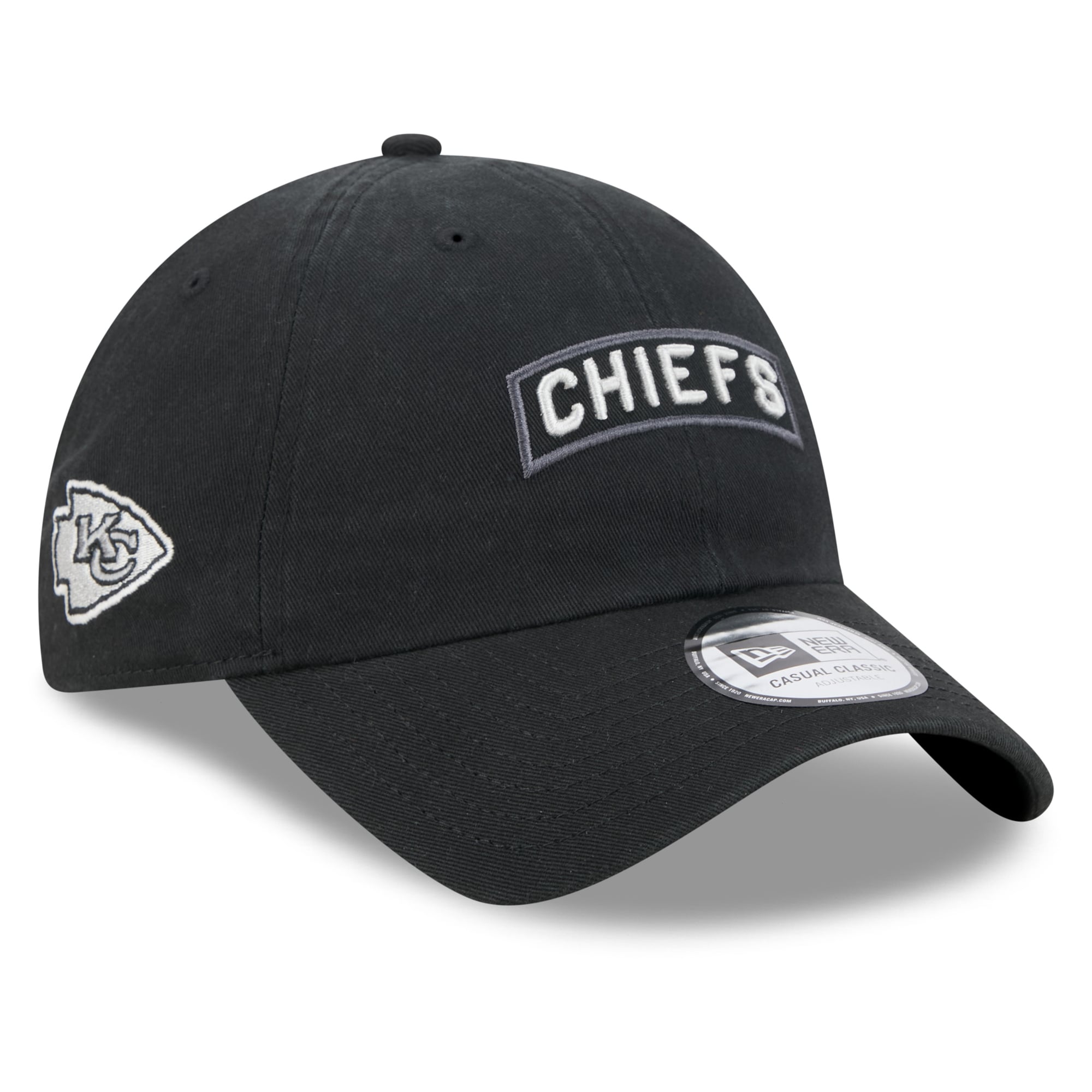 Casquette New Era noire pour homme Kansas City Chiefs 2026 Salute To Service, style classique décontracté et ajustable