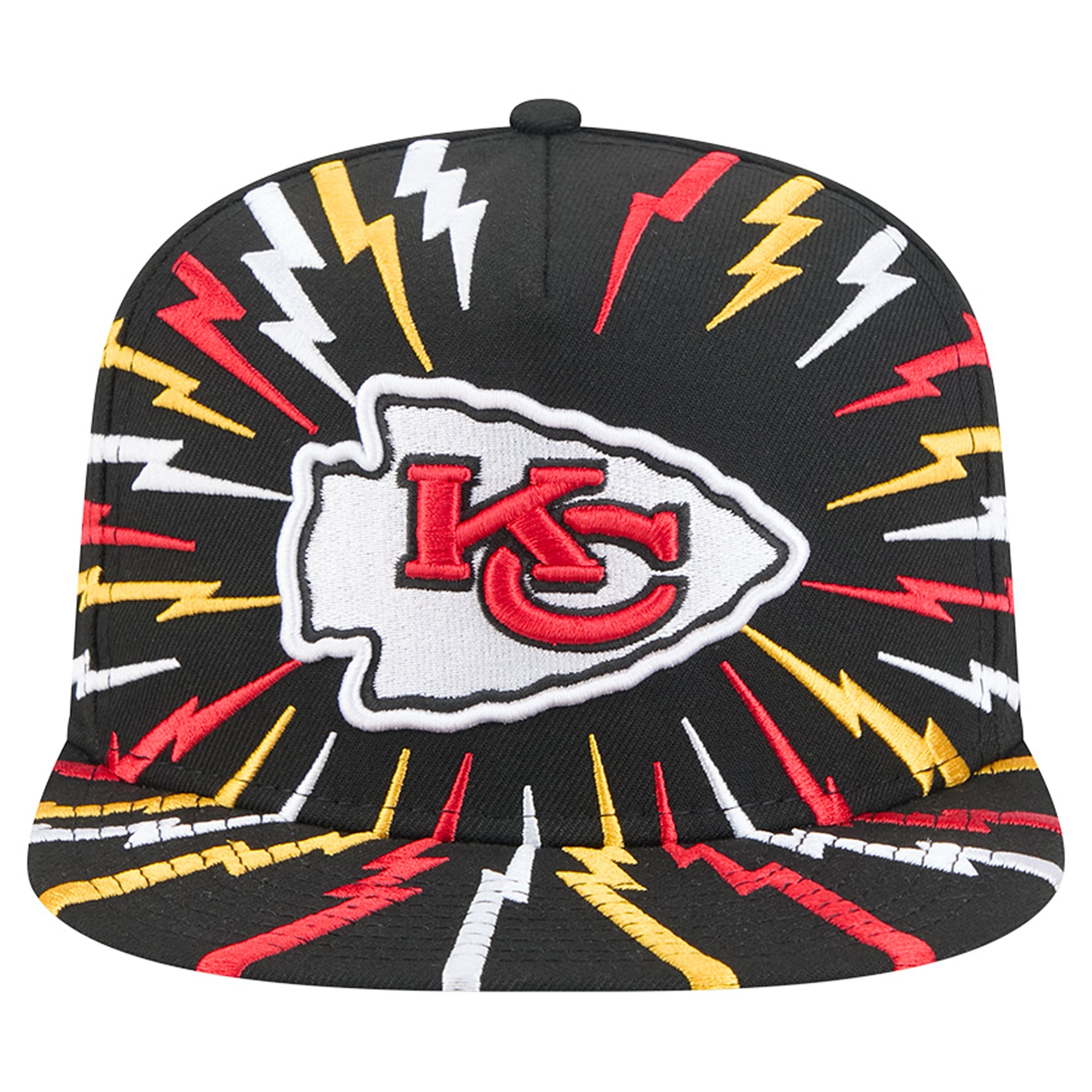 Men's New Era Black Kansas City Chiefs Bolt A-Frame 9FIFTY Snapback Hat