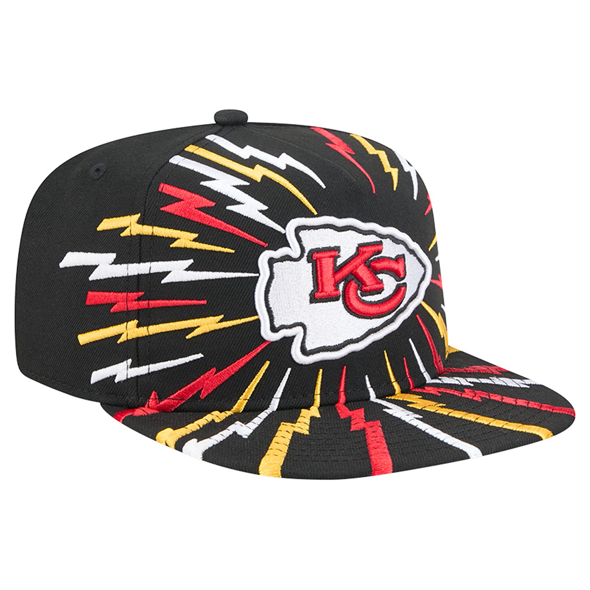 Men's New Era Black Kansas City Chiefs Bolt A-Frame 9FIFTY Snapback Hat