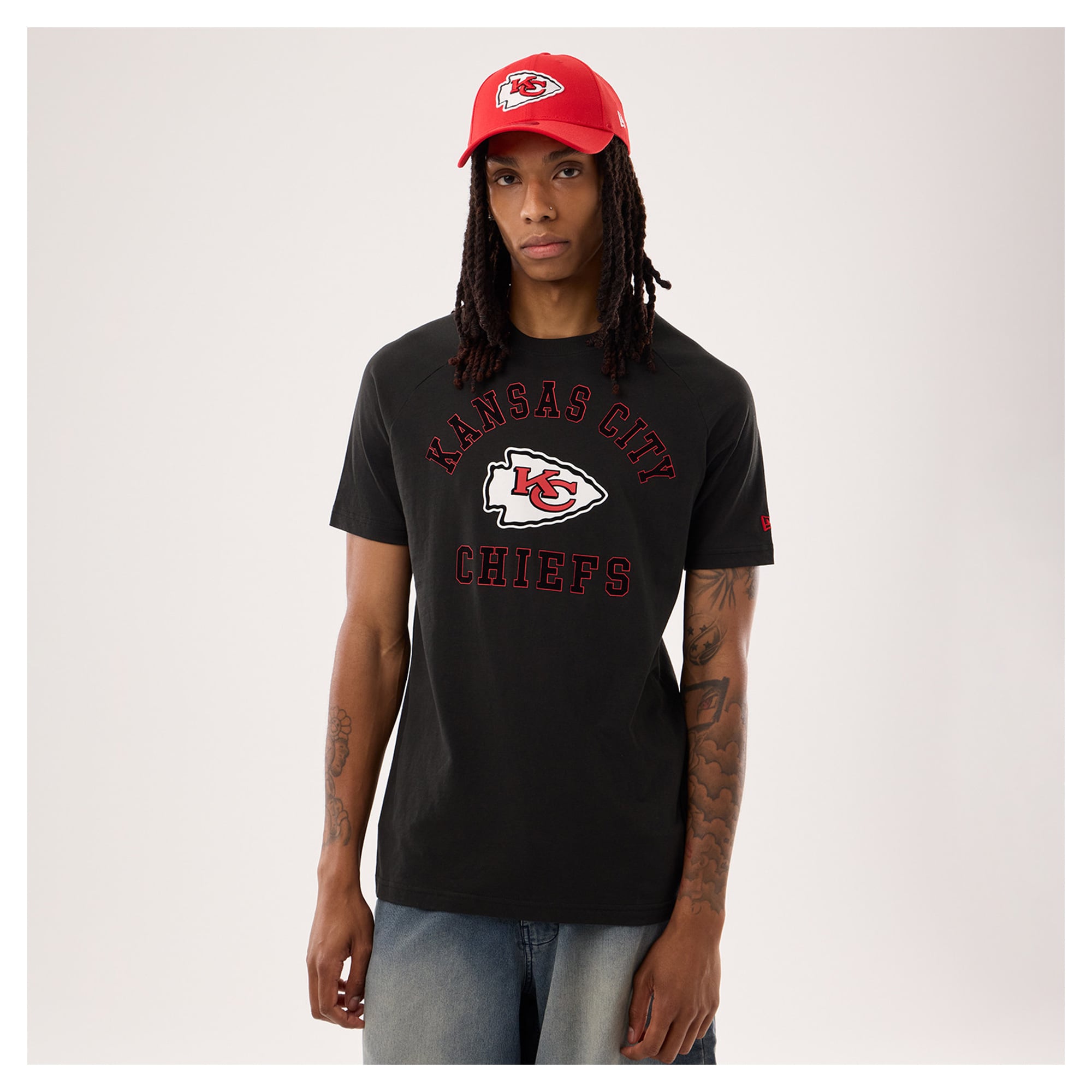 T-shirt fonctionnel New Era noir pour homme, Kansas City Chiefs, les fans.