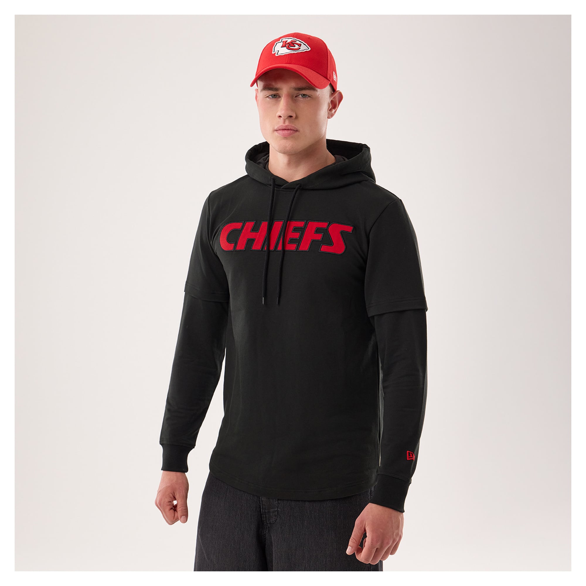 Men's New Era Black Kansas City Chiefs Functional Fandom Twofer Hoodie