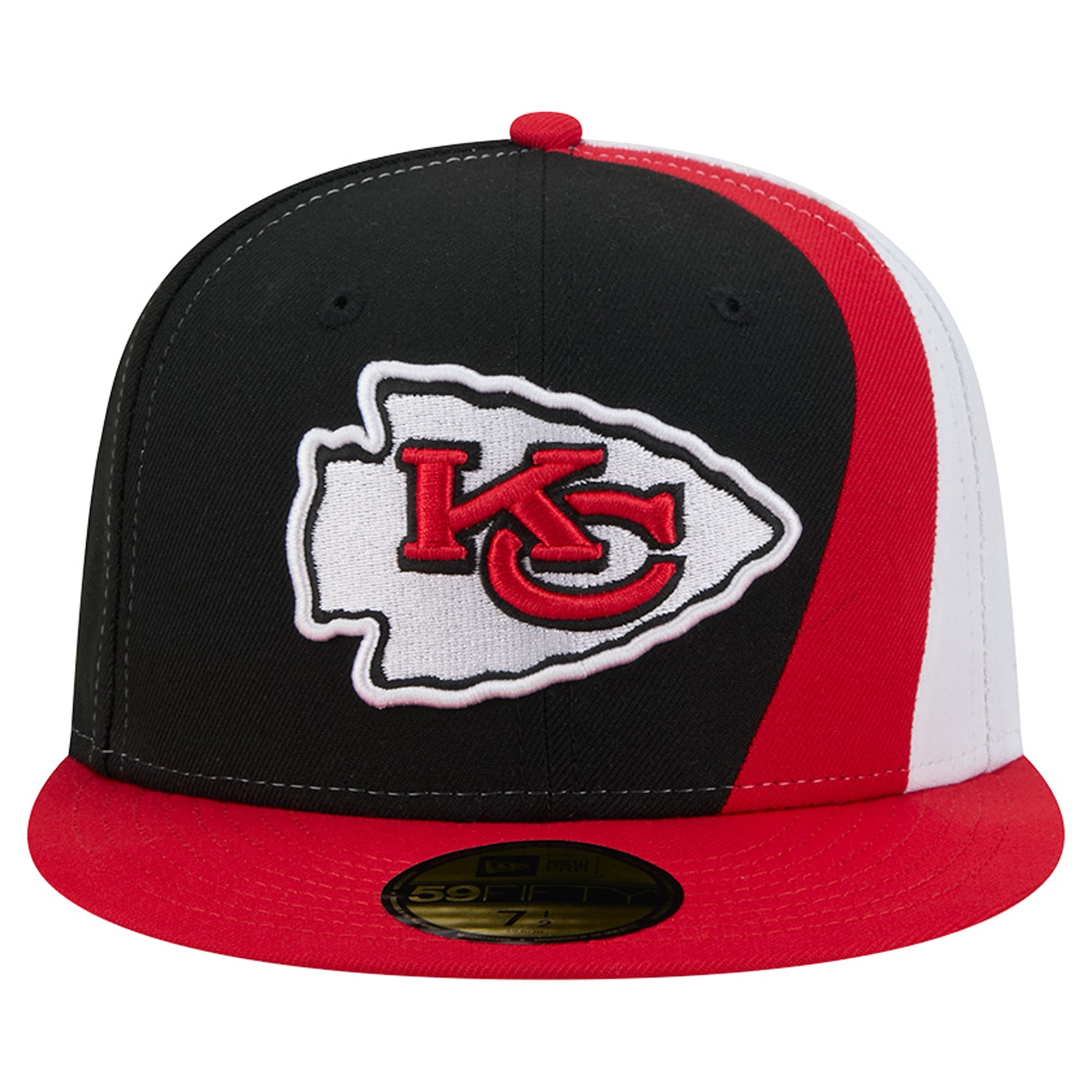 Casquette ajustée New Era 59FIFTY pour homme, noire et rouge, Kansas City Chiefs.