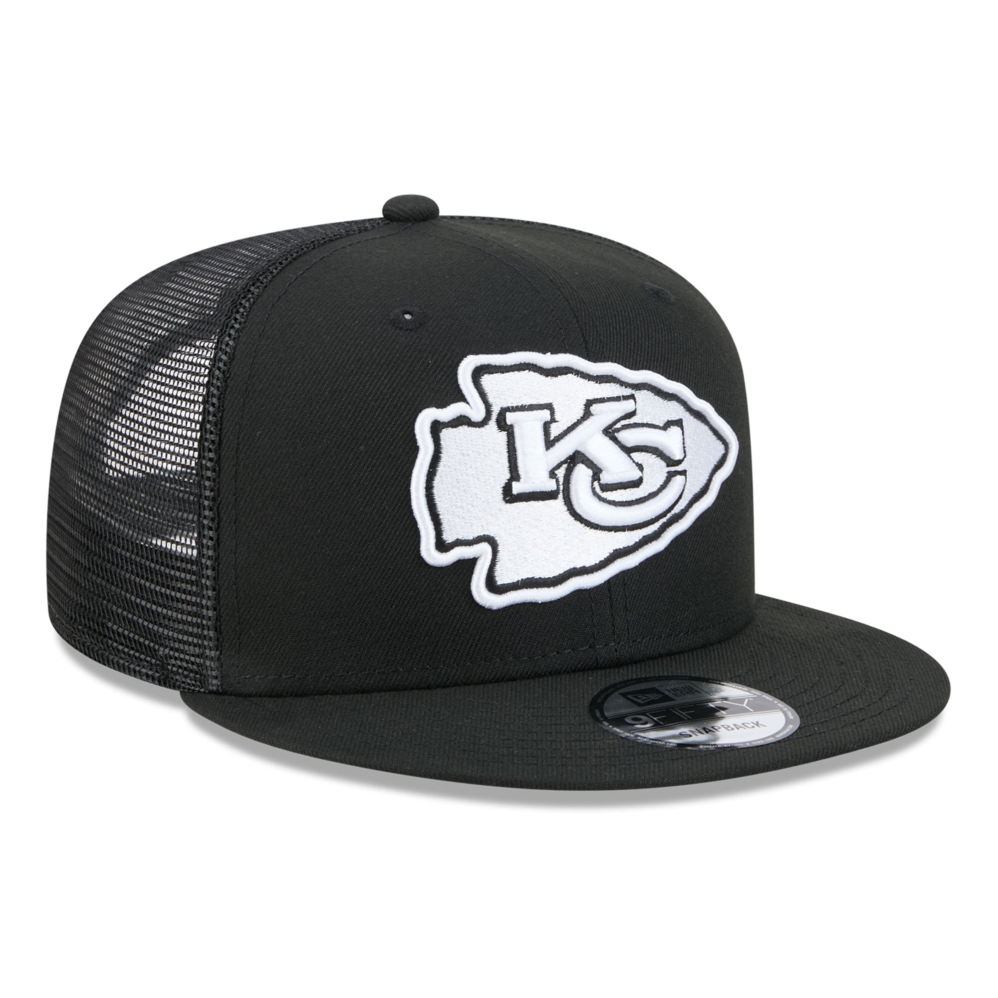 Casquette trucker New Era 9FIFTY noire et blanche Kansas City Chiefs pour homme