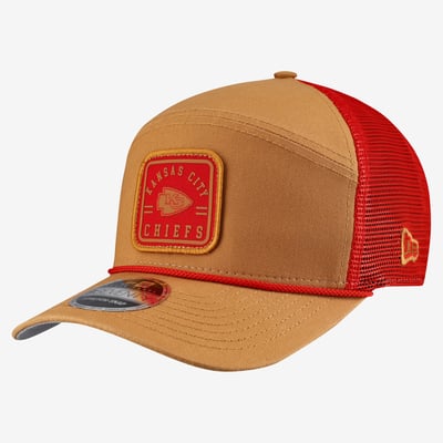  Kansas City Chiefs New Era Team Patch Split Panel 9SEVENTY Adjustable Trucker Hat - Brown/Red