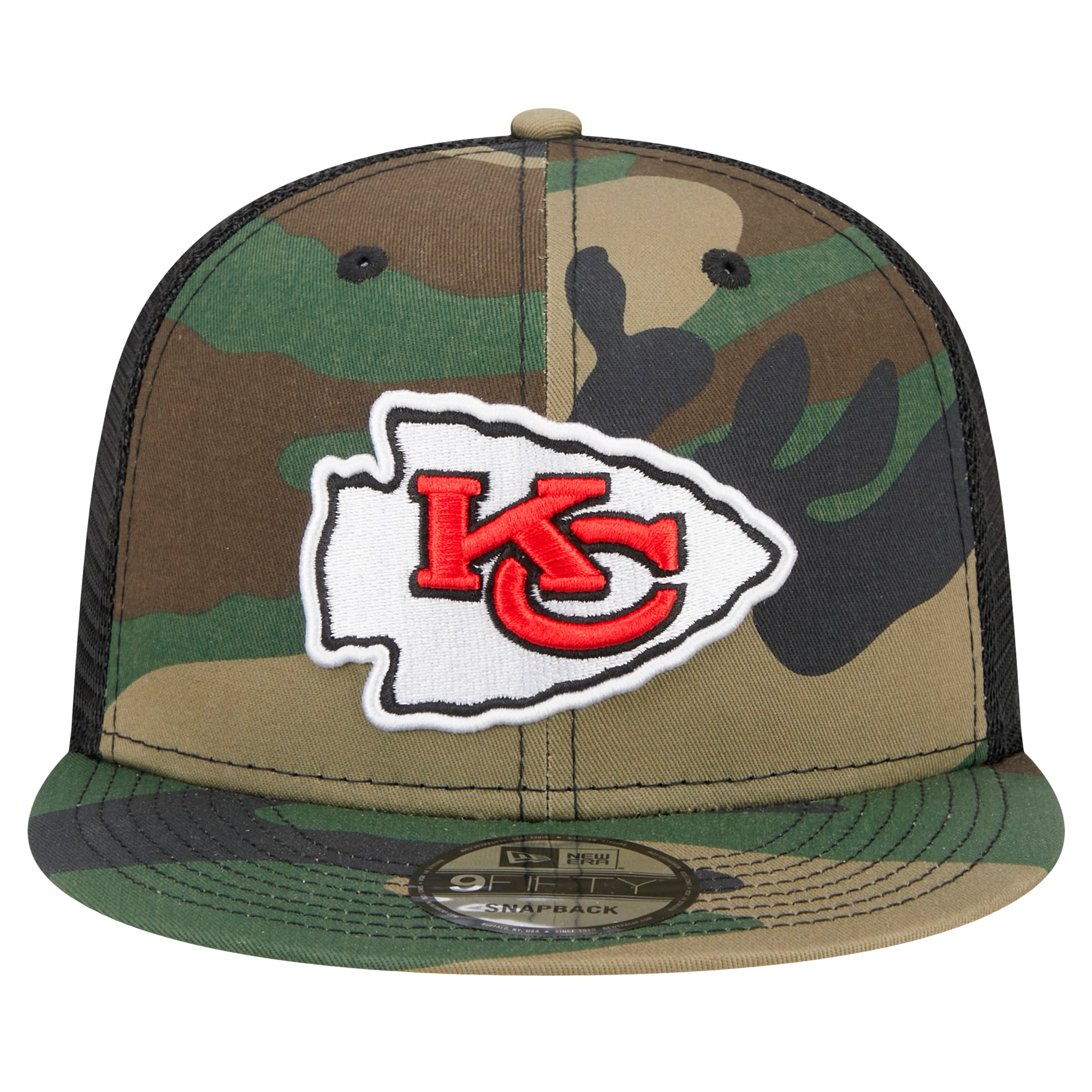Casquette à visière à pression New Era Camo Kansas City Chiefs Main Trucker 9FIFTY pour homme