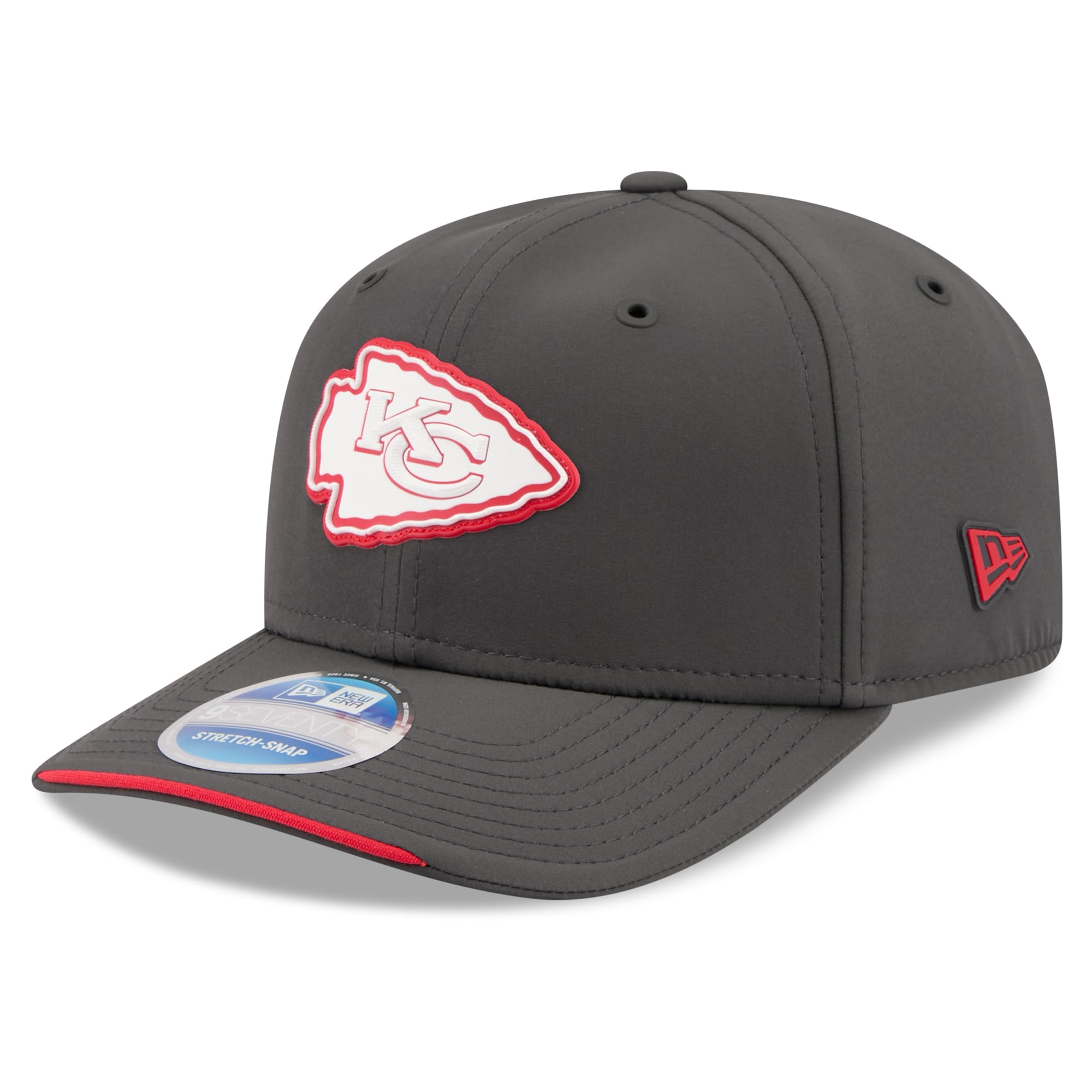 Casquette ajustable New Era 9SEVENTY pour homme, couleur anthracite, Kansas City Chiefs, édition limitée 2026, idéale pour les temps froids.
