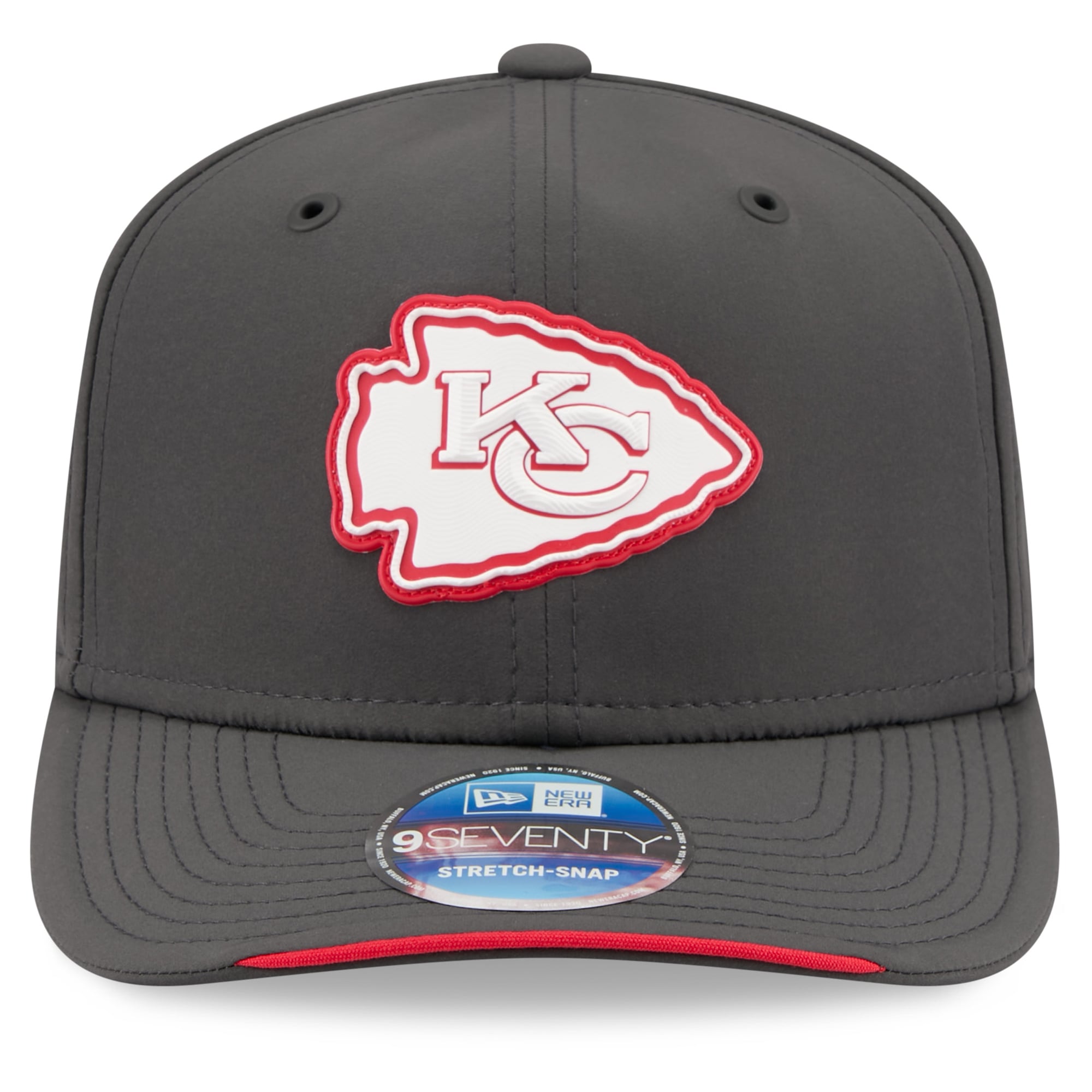 Casquette ajustable New Era 9SEVENTY pour homme, couleur anthracite, Kansas City Chiefs, édition limitée 2026, idéale pour les temps froids.