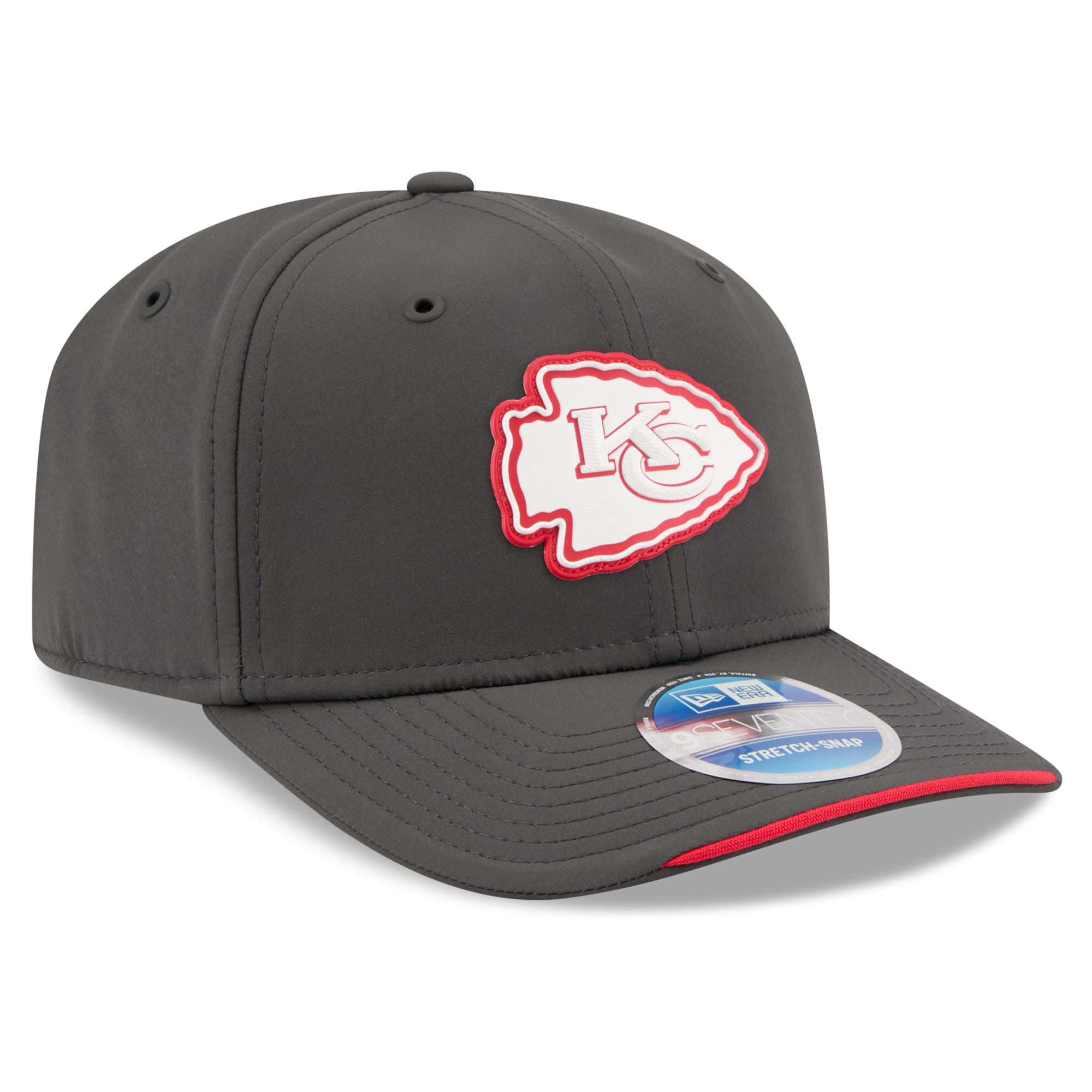 Casquette ajustable New Era 9SEVENTY pour homme, couleur anthracite, Kansas City Chiefs, édition limitée 2026, idéale pour les temps froids.