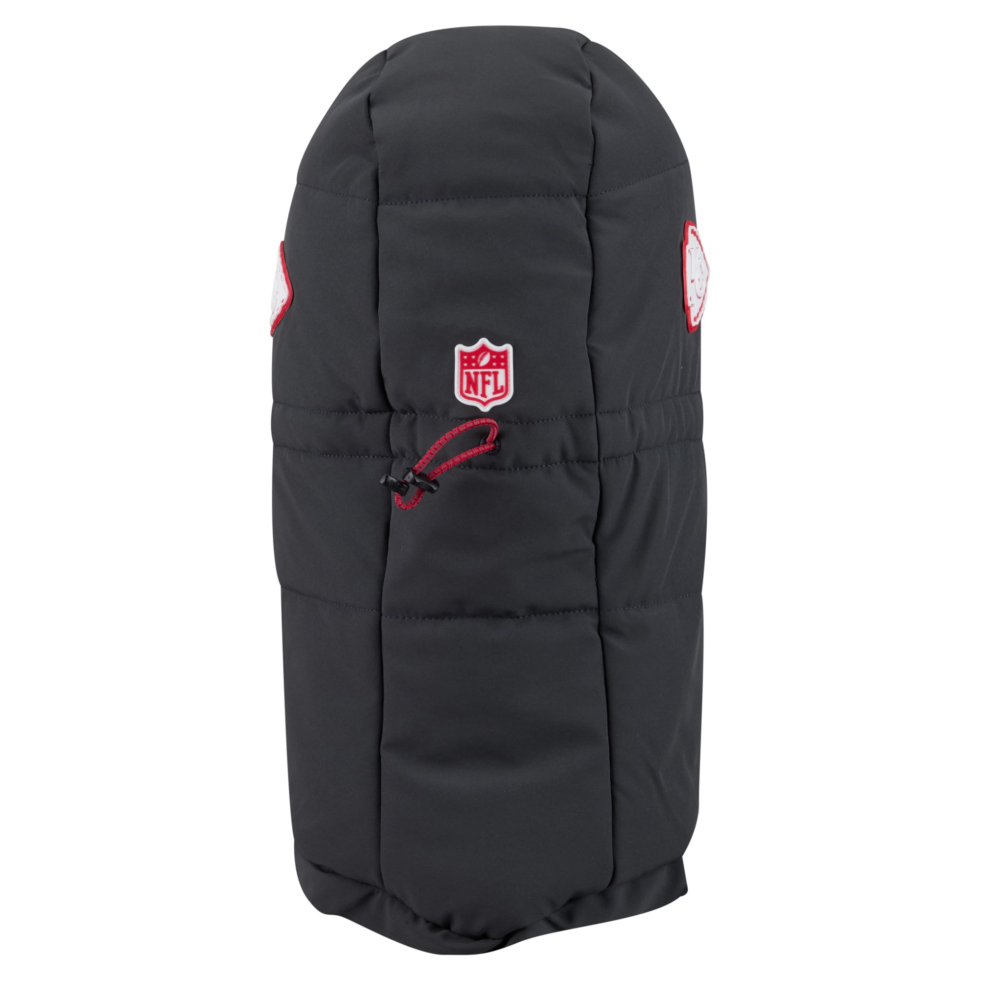 Sweat à capuche matelassé ajustable New Era pour homme, couleur anthracite, Kansas City Chiefs 2026, idéal pour les temps froids.