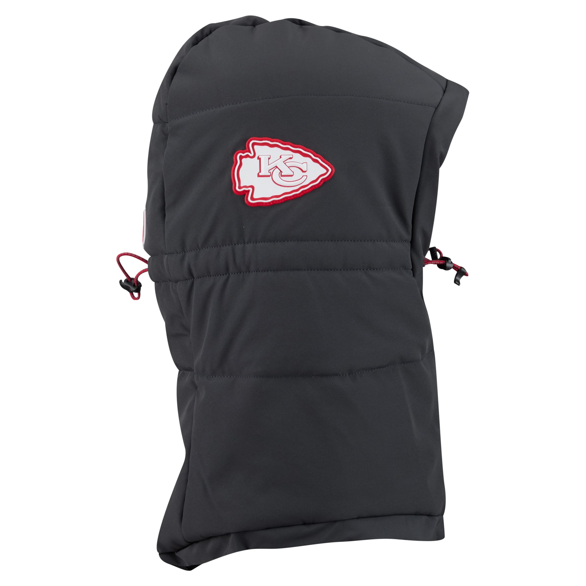 Sweat à capuche matelassé ajustable New Era pour homme, couleur anthracite, Kansas City Chiefs 2026, idéal pour les temps froids.