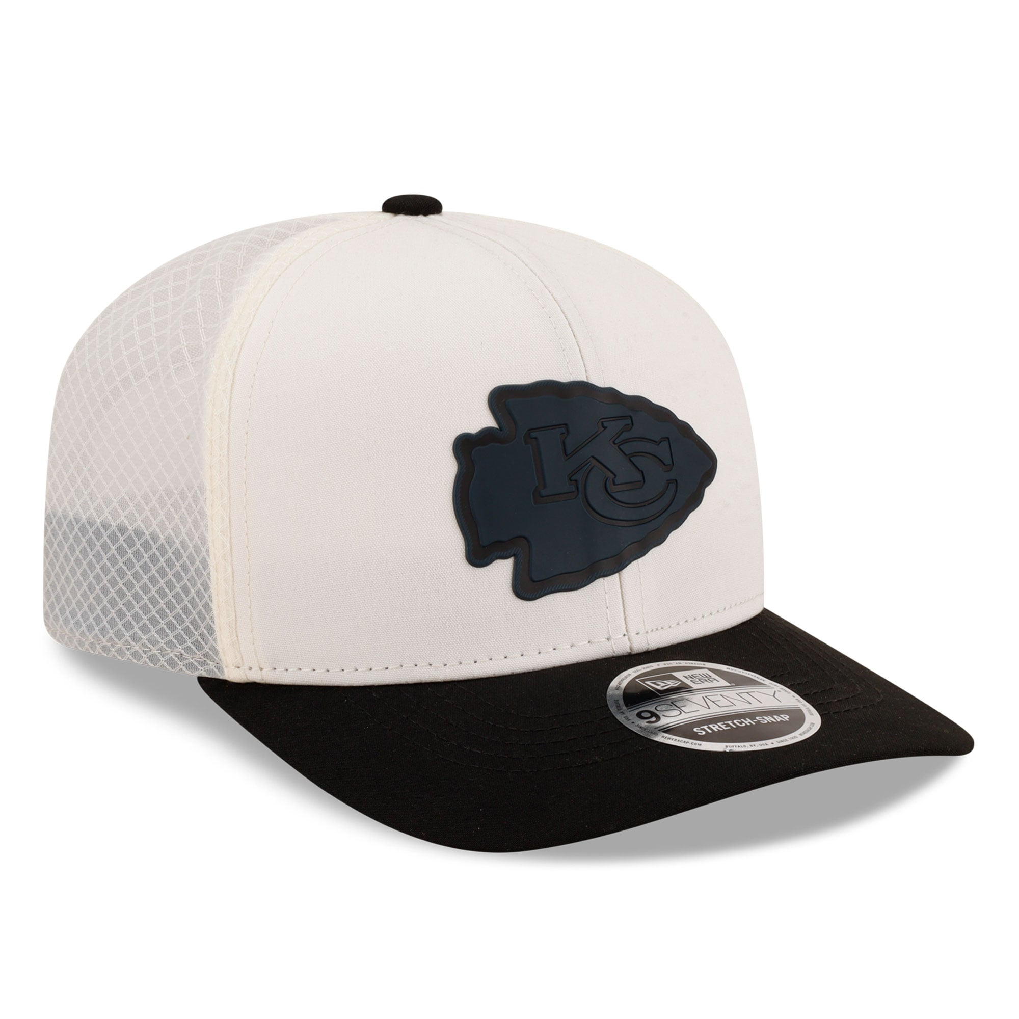 Casquette ajustable New Era 9SEVENTY crème/noir Kansas City Chiefs pour homme