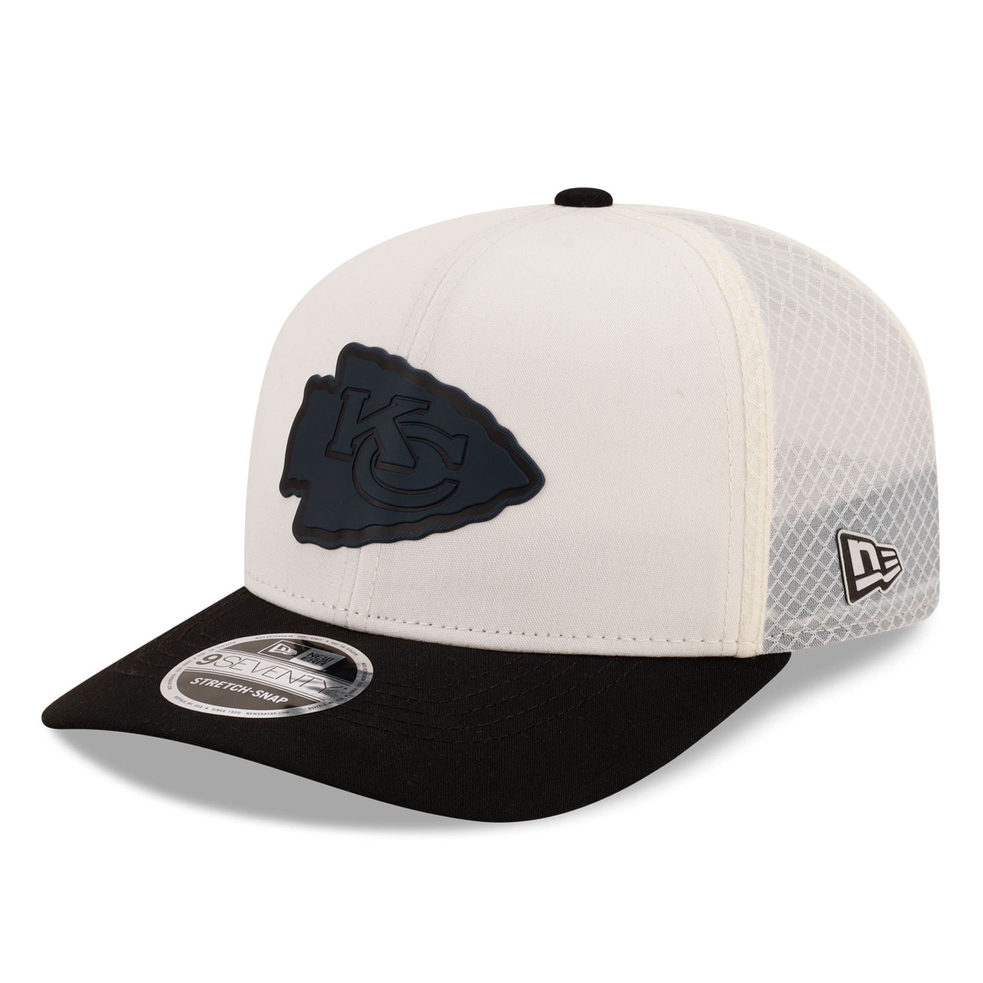 Casquette ajustable New Era 9SEVENTY crème/noir Kansas City Chiefs pour homme
