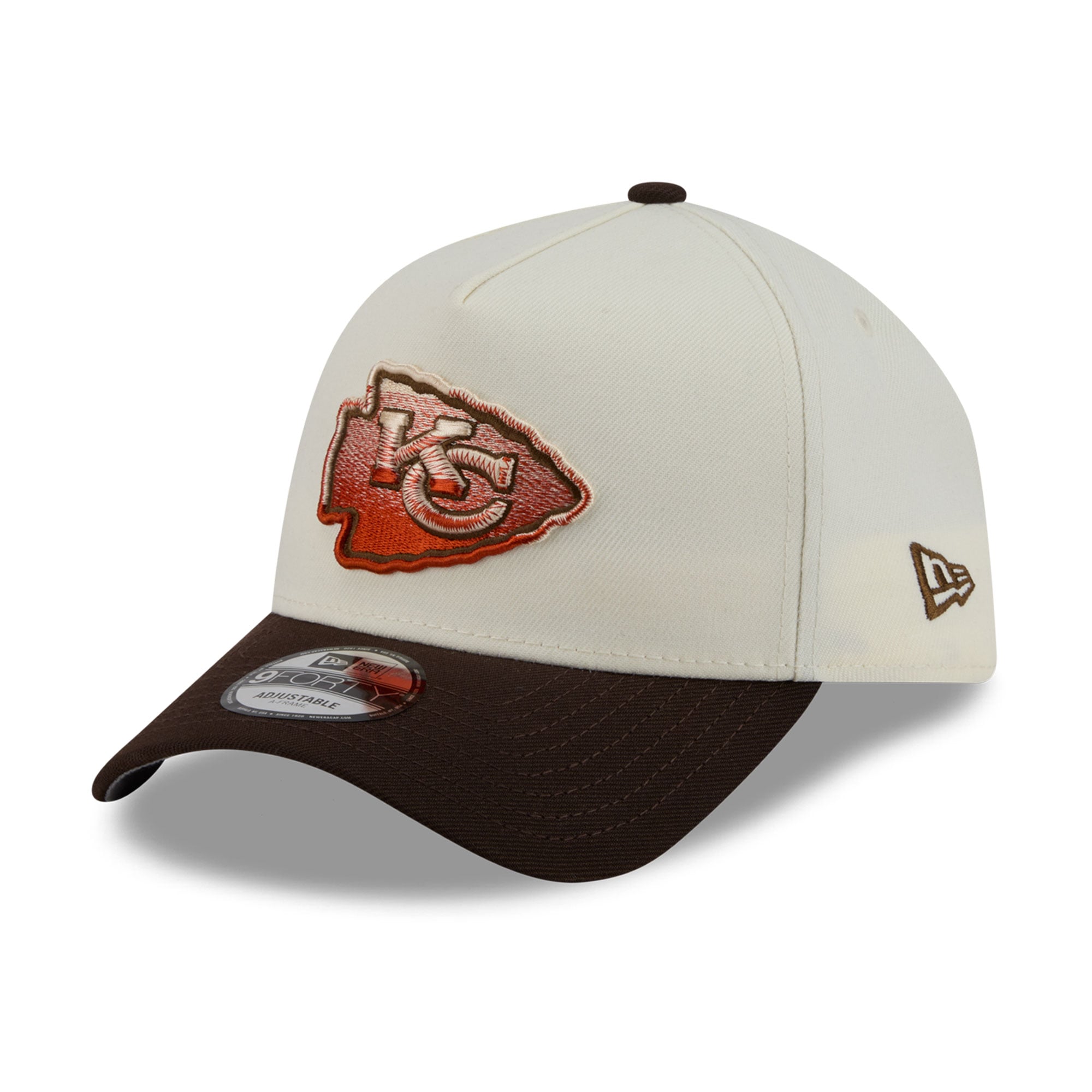 Men's New Era Cream/Brown Kansas City Chiefs Pumpkin Spice A-Frame 9FORTY Adjustable Hat