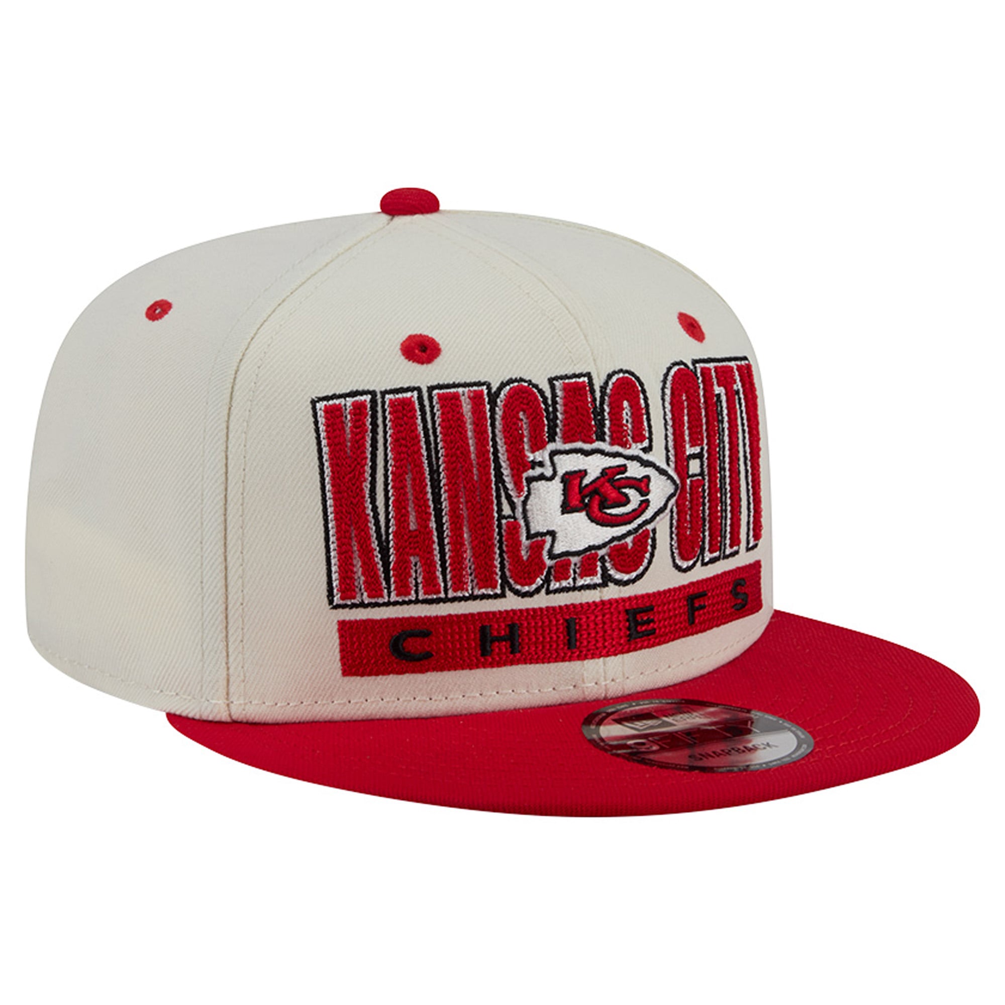Casquette snapback New Era Classic 9FIFTY crème/rouge pour homme, Kansas City Chiefs