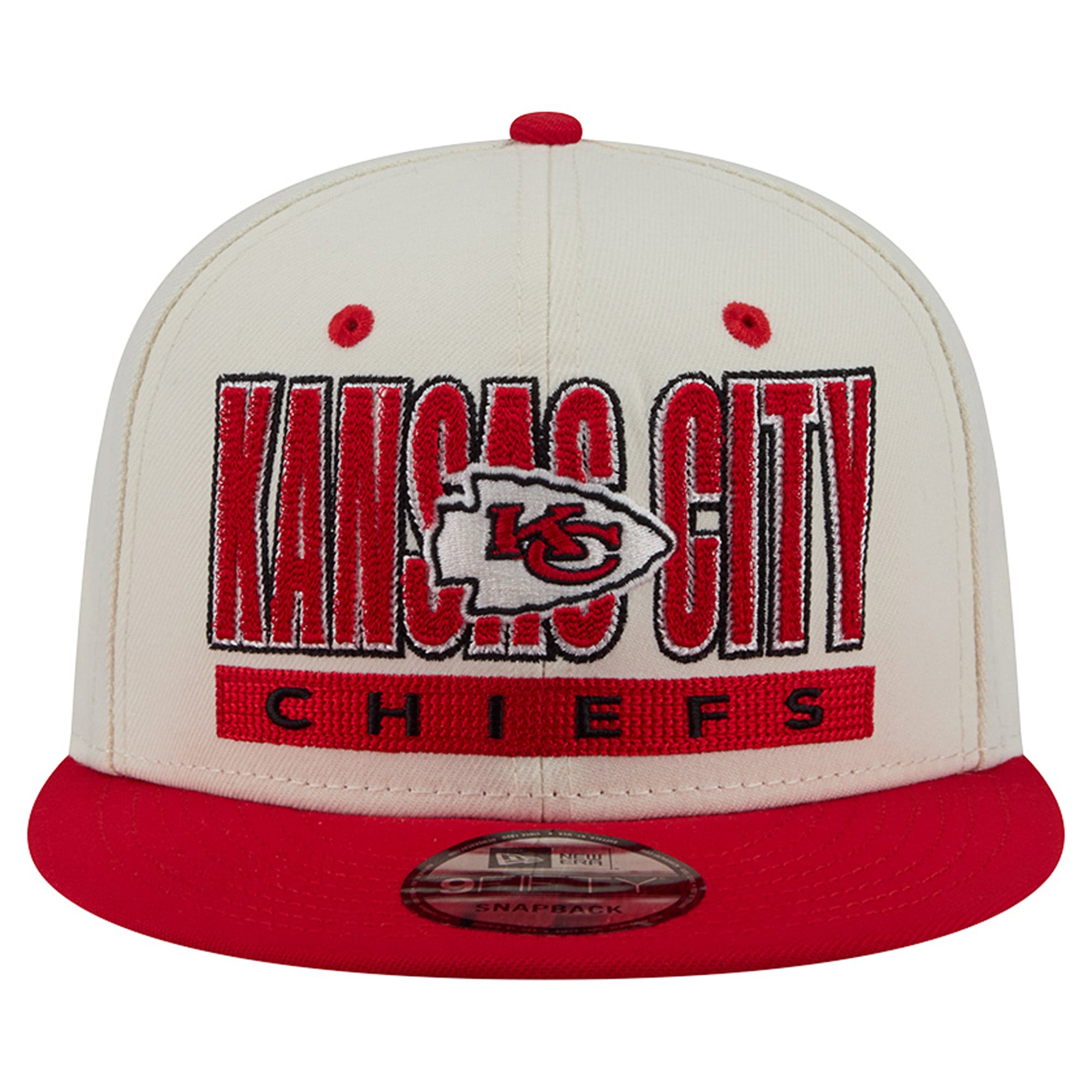 Casquette snapback New Era Classic 9FIFTY crème/rouge pour homme, Kansas City Chiefs