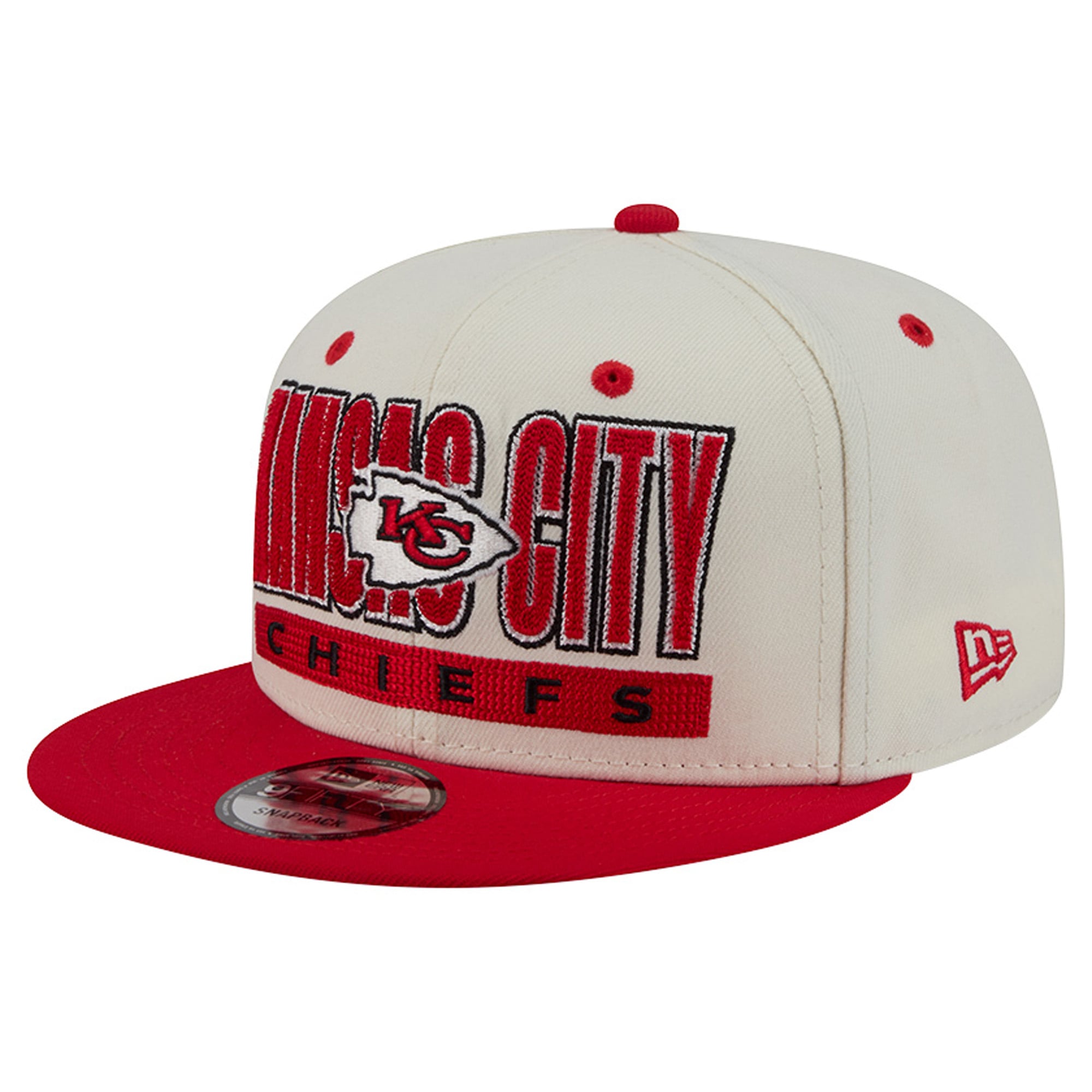 Casquette snapback New Era Classic 9FIFTY crème/rouge pour homme, Kansas City Chiefs