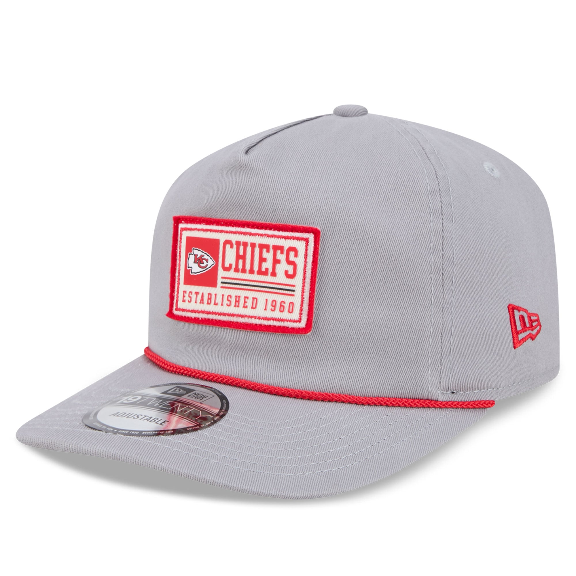 Casquette ajustable New Era grise Kansas City Chiefs Patch 19TWENTY pour homme