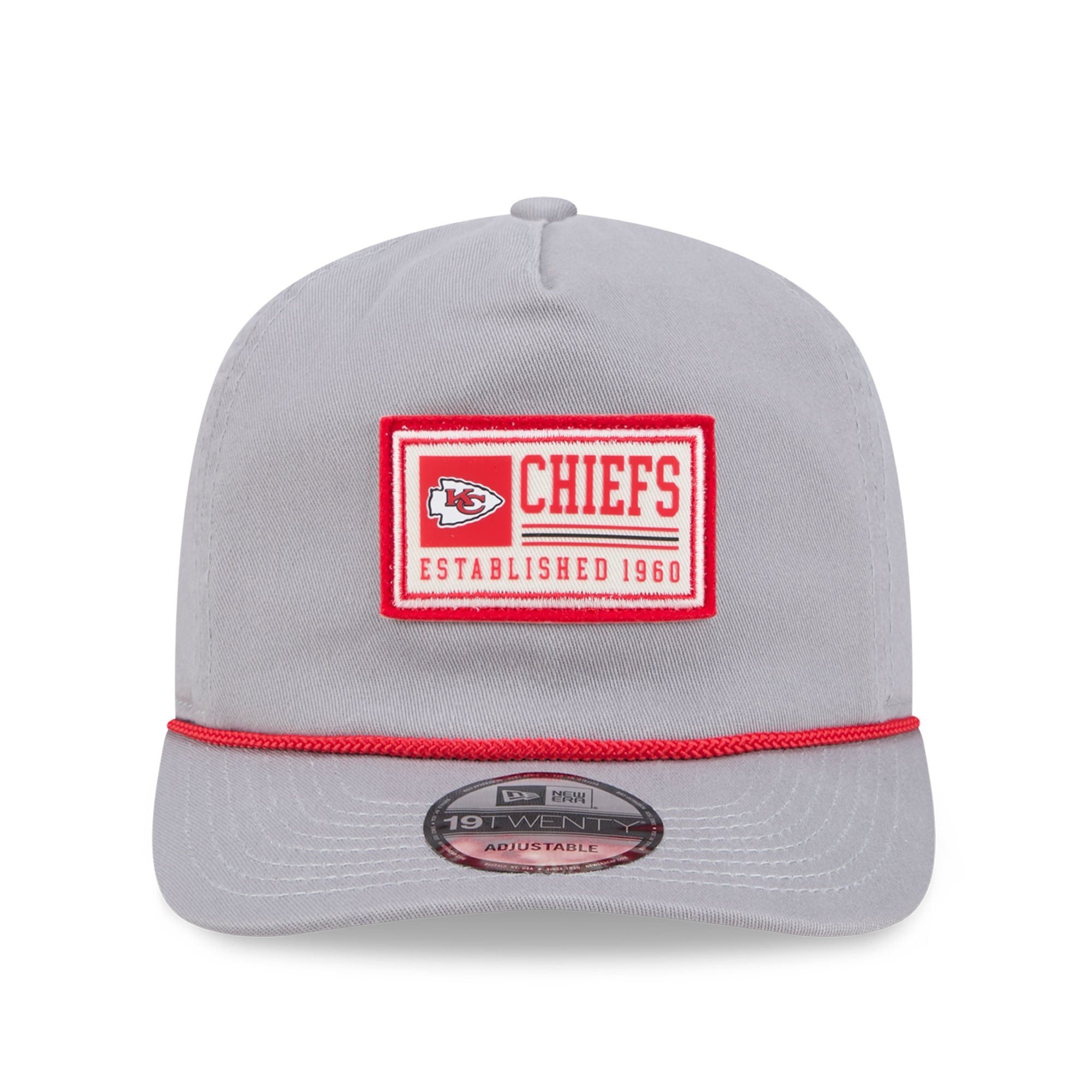 Casquette ajustable New Era grise Kansas City Chiefs Patch 19TWENTY pour homme