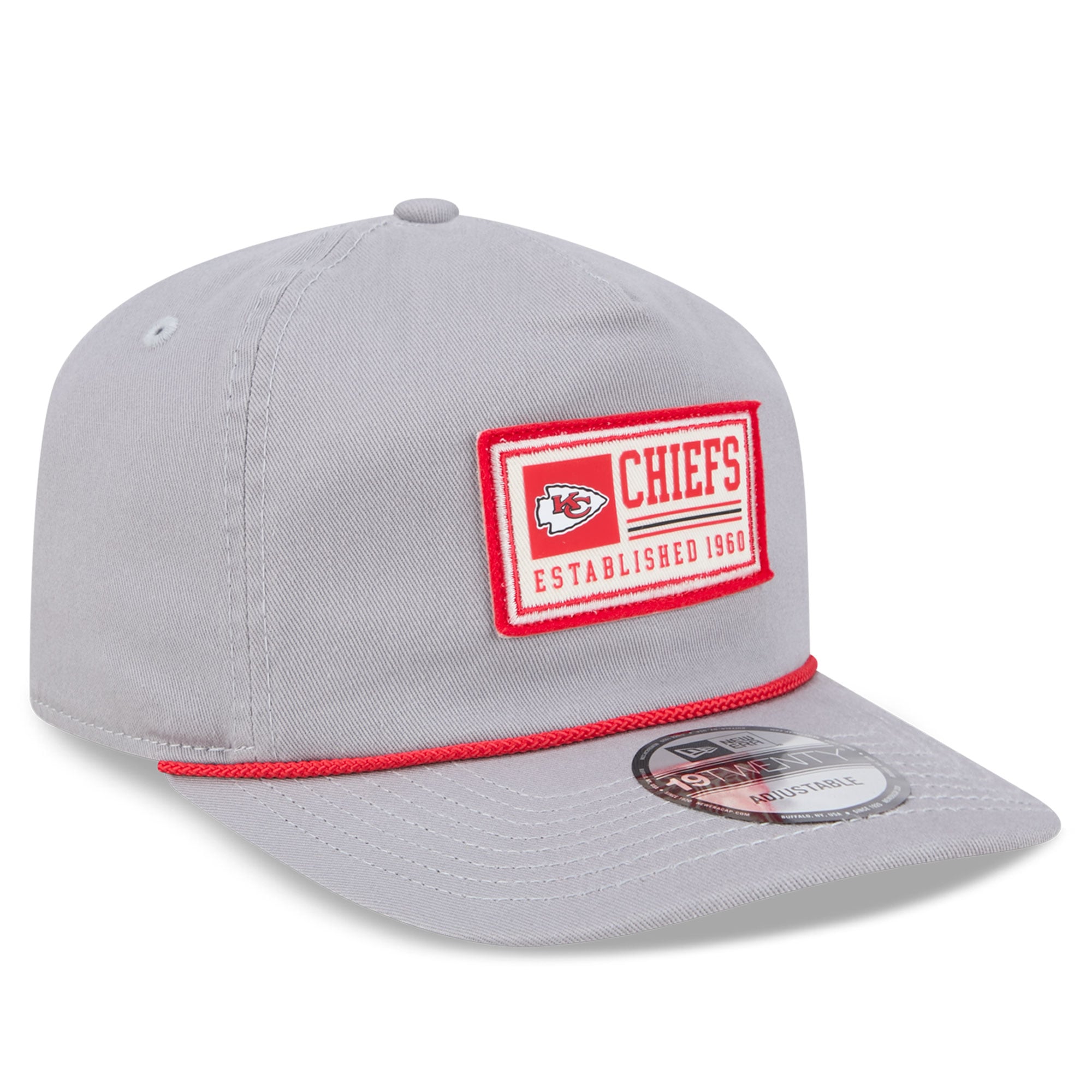 Casquette ajustable New Era grise Kansas City Chiefs Patch 19TWENTY pour homme