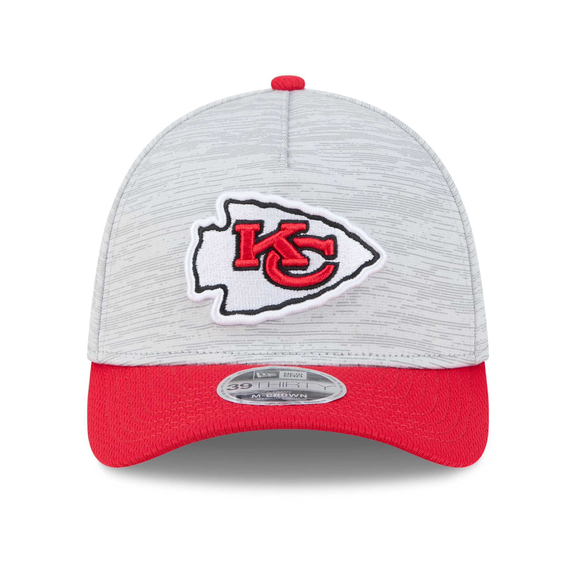 Casquette New Era Flex grise et rouge Kansas City Chiefs Tech M-Crown A-Frame 39THIRTY pour homme