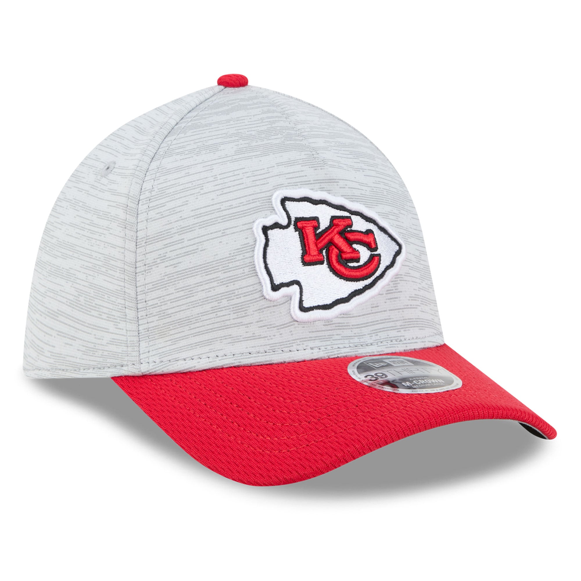 Casquette New Era Flex grise et rouge Kansas City Chiefs Tech M-Crown A-Frame 39THIRTY pour homme