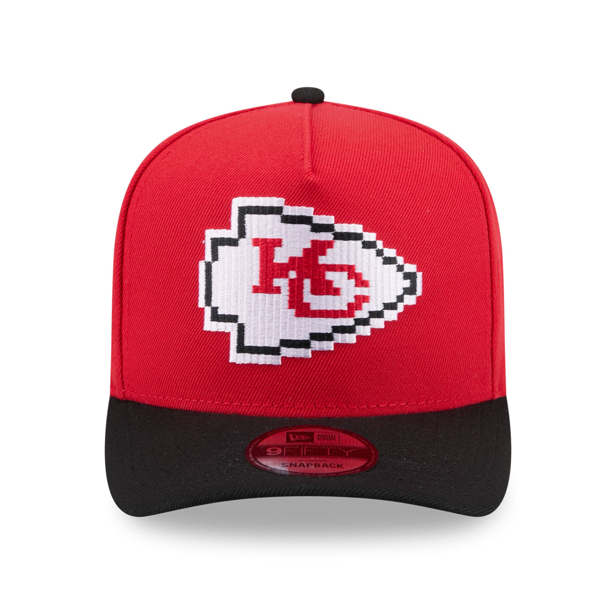 Men's New Era Red Kansas City Chiefs Pixel A-Frame 9FIFTY Snapback Hat