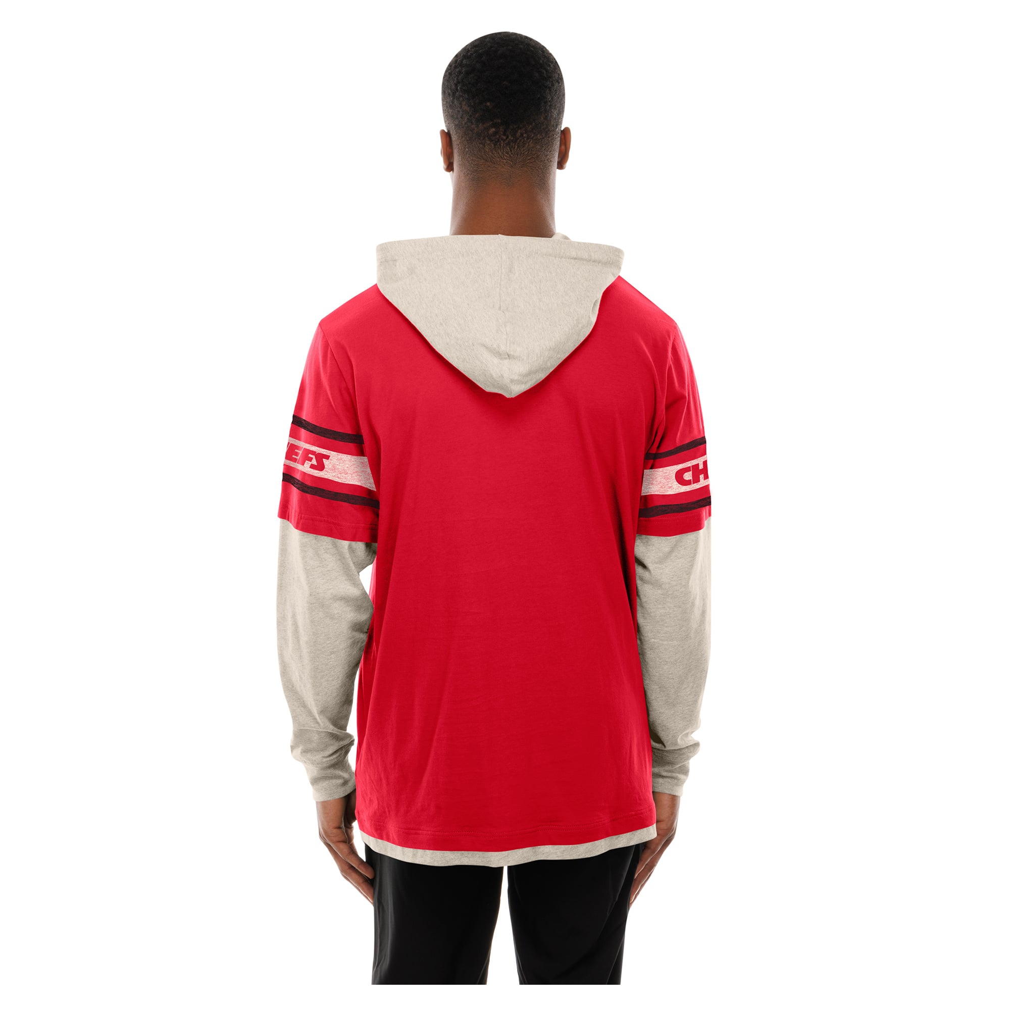 Men's New Era Red Kansas City Chiefs Twofer Layered Long Sleeve Hooded T-Shirt