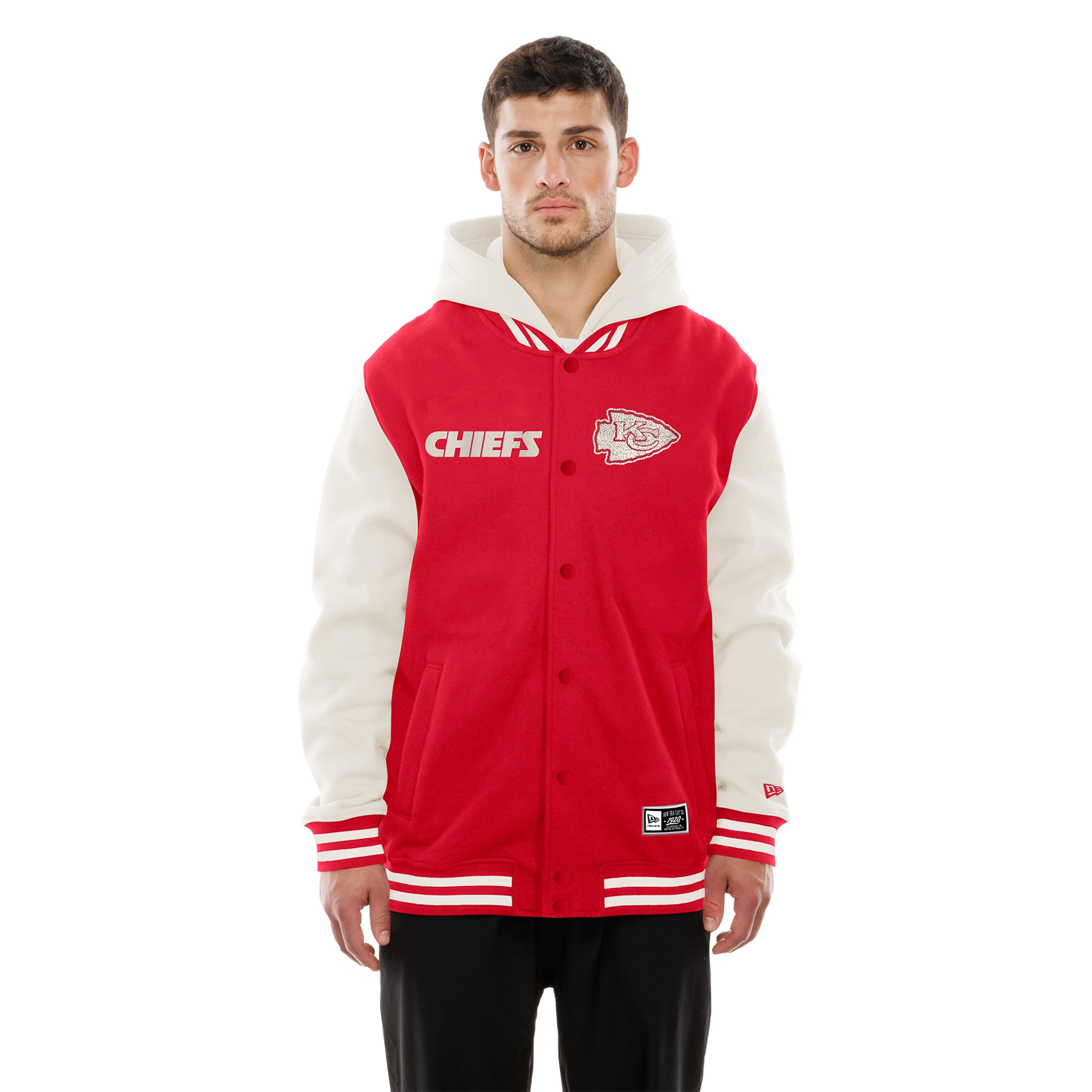 Veste polaire à capuche New Era rouge/crème Kansas City Chiefs pour homme
