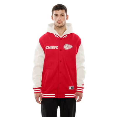 Kansas City Chiefs New Era Full-Snap Fleece Hooded Jacket - Red/Cream