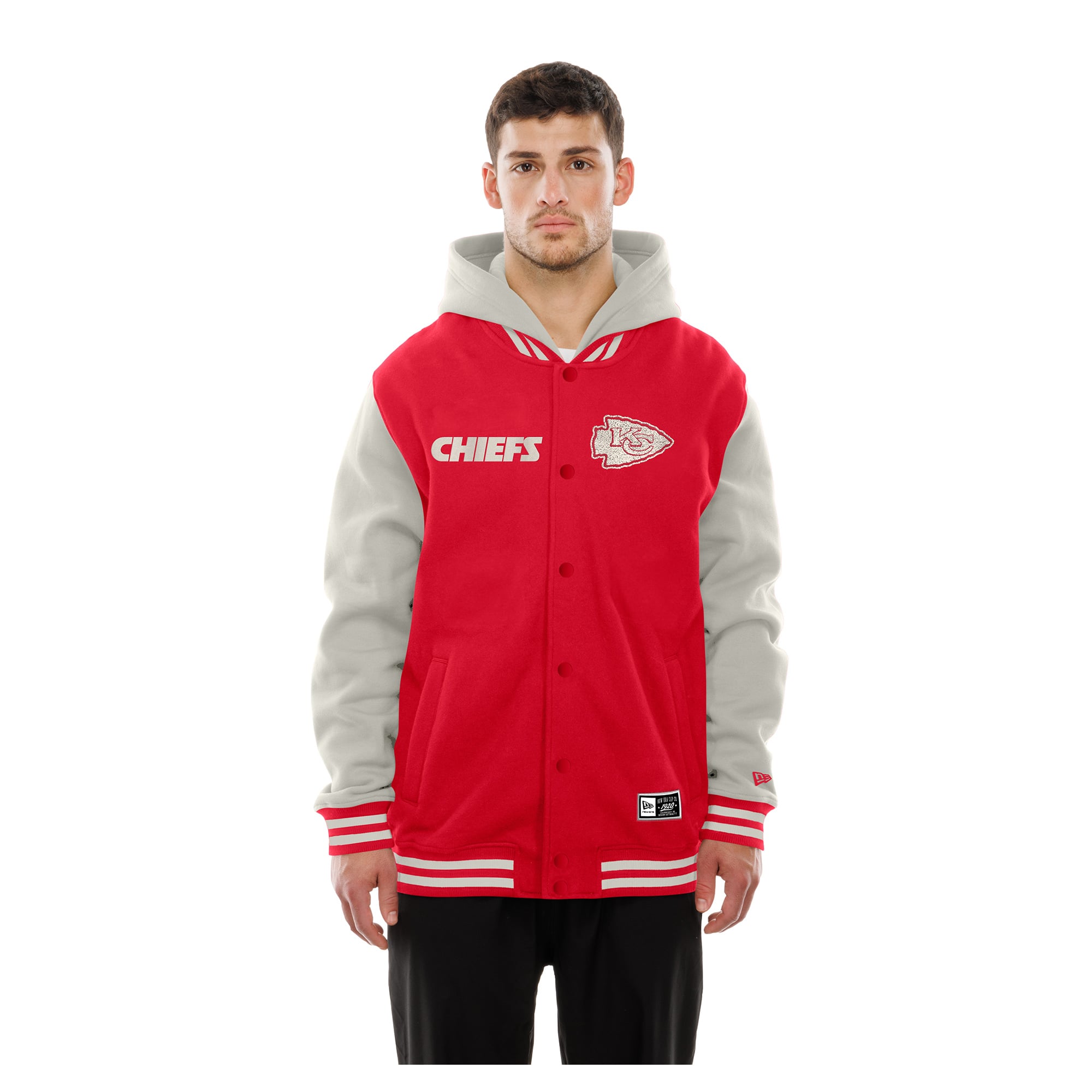 Veste polaire à capuche New Era rouge/grise Kansas City Chiefs pour homme