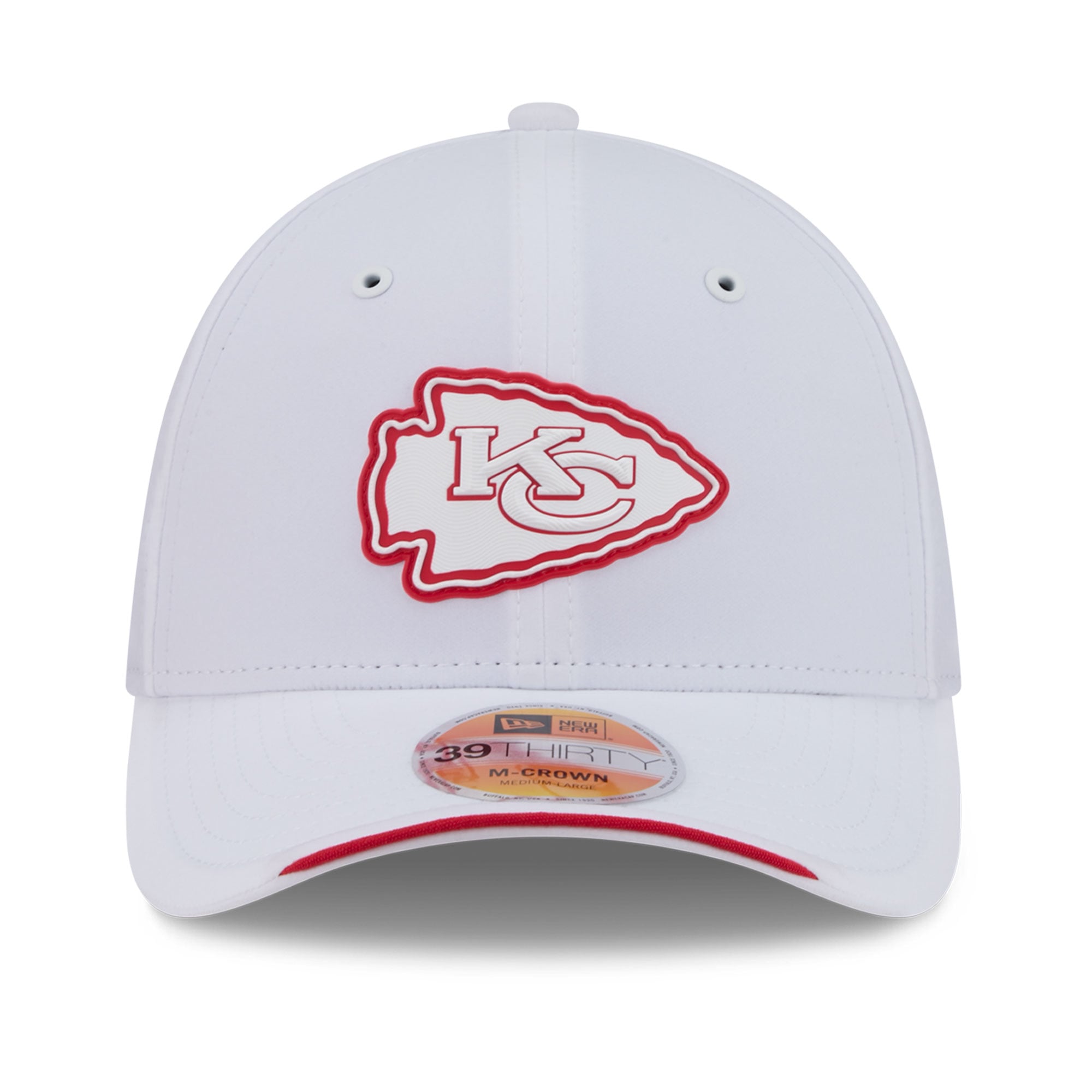 Casquette New Era blanche Kansas City Chiefs 2026 Sideline 39THIRTY M-Crown Flex pour homme