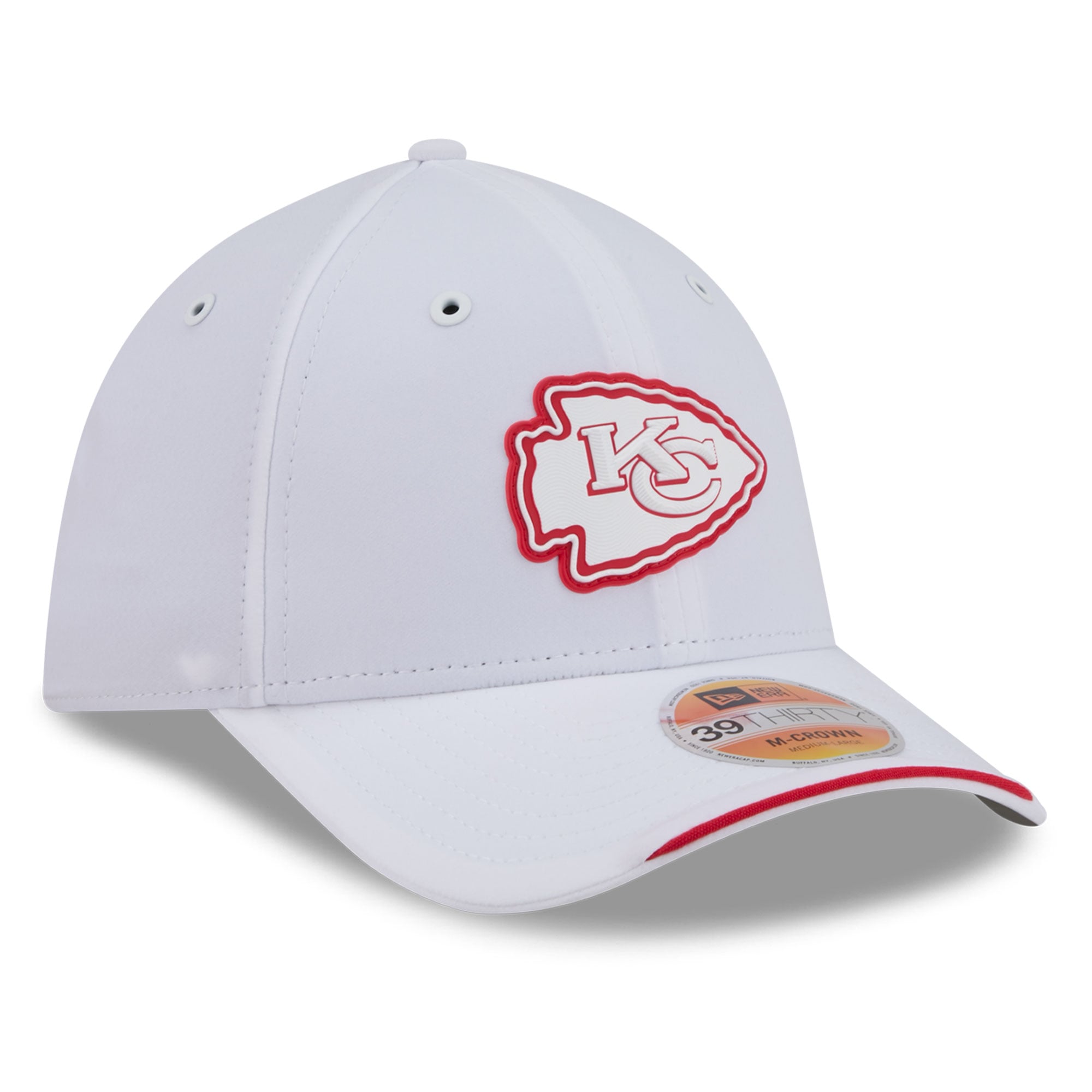 Casquette New Era blanche Kansas City Chiefs 2026 Sideline 39THIRTY M-Crown Flex pour homme
