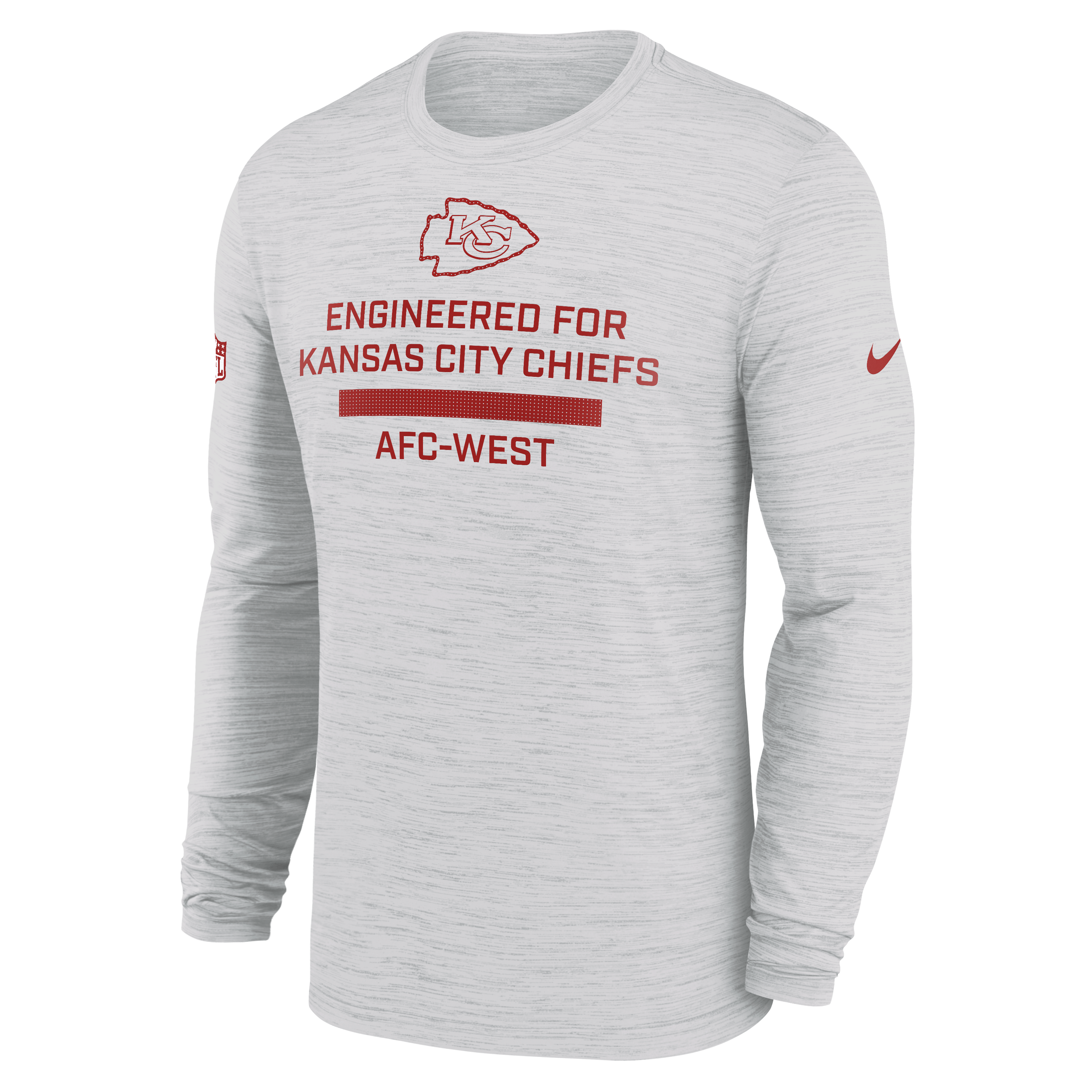 Men's Nike Ash Kansas City Chiefs Sideline Velocity Dri-FIT Long Sleeve T-Shirt